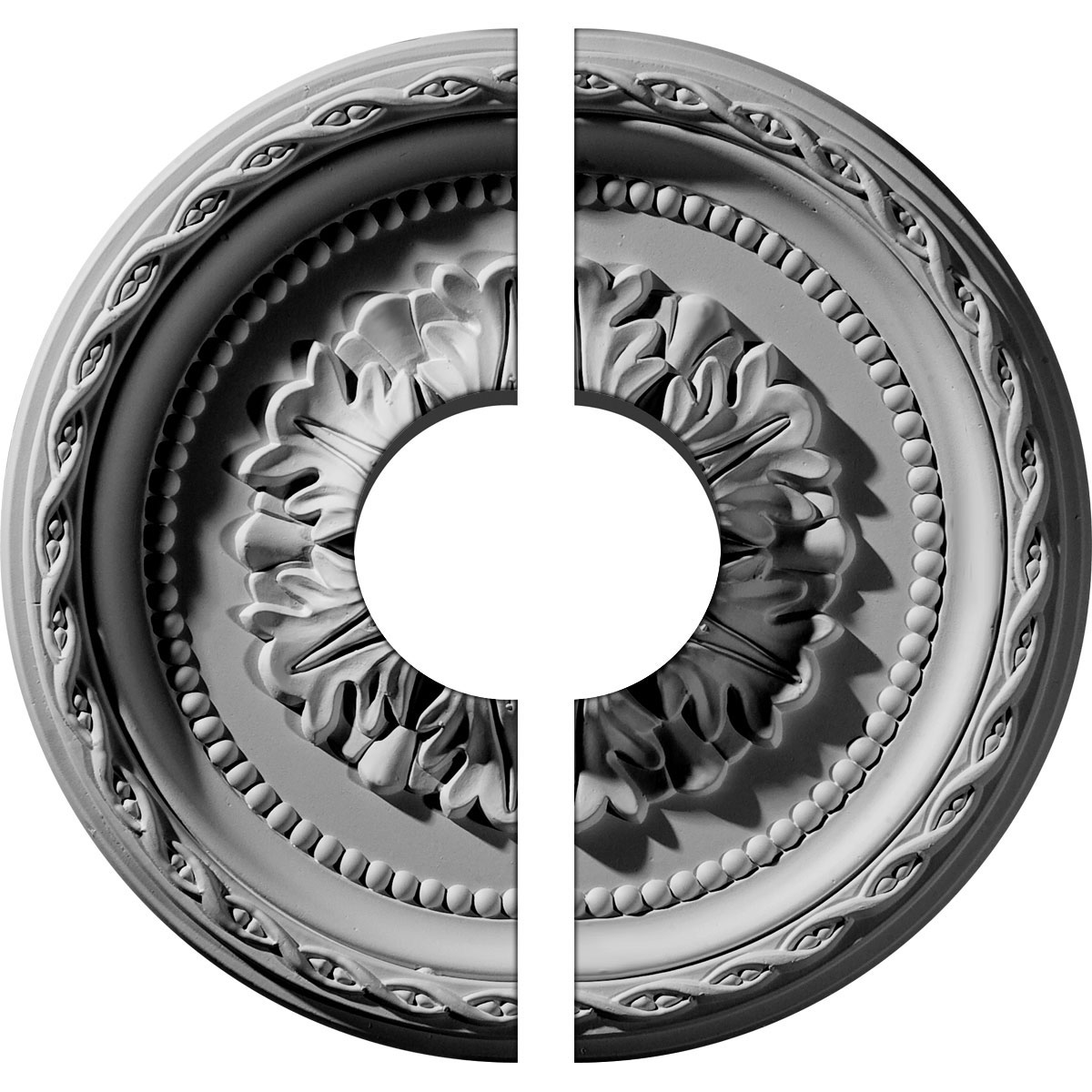 Ekena Millwork CM11PA2-03500 Palmetto 11.5-in W x 11.5-in L Architectural White Polyurethane Split Ceiling Medallion
