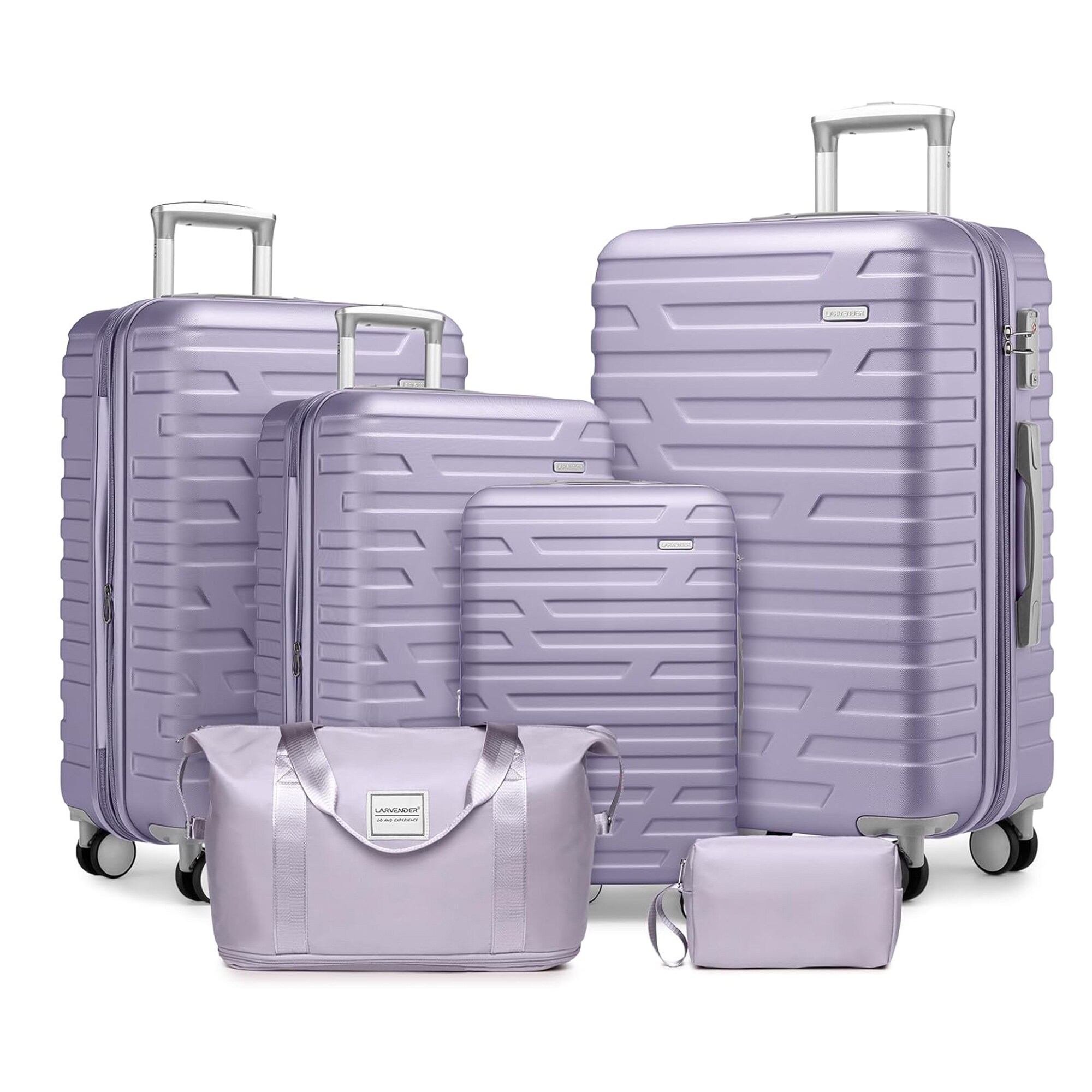 SINOFURN SYD9600012LB 18.5x13x29.5 Lavender Plastic Hardshell Suitcase set 6 -Bag
