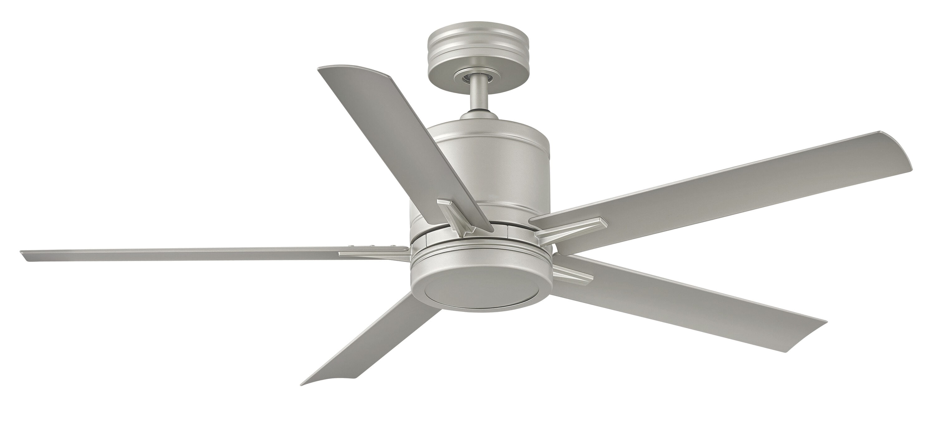 Hinkley Vail 52-in Brushed Nickel with Silver Blades Integrated LED Indoor/Outdoor Smart Propeller Ceiling Fan with Light and Remote (5-Blade) 902152FBN-LWD Sansujyuku sansujyuku.com