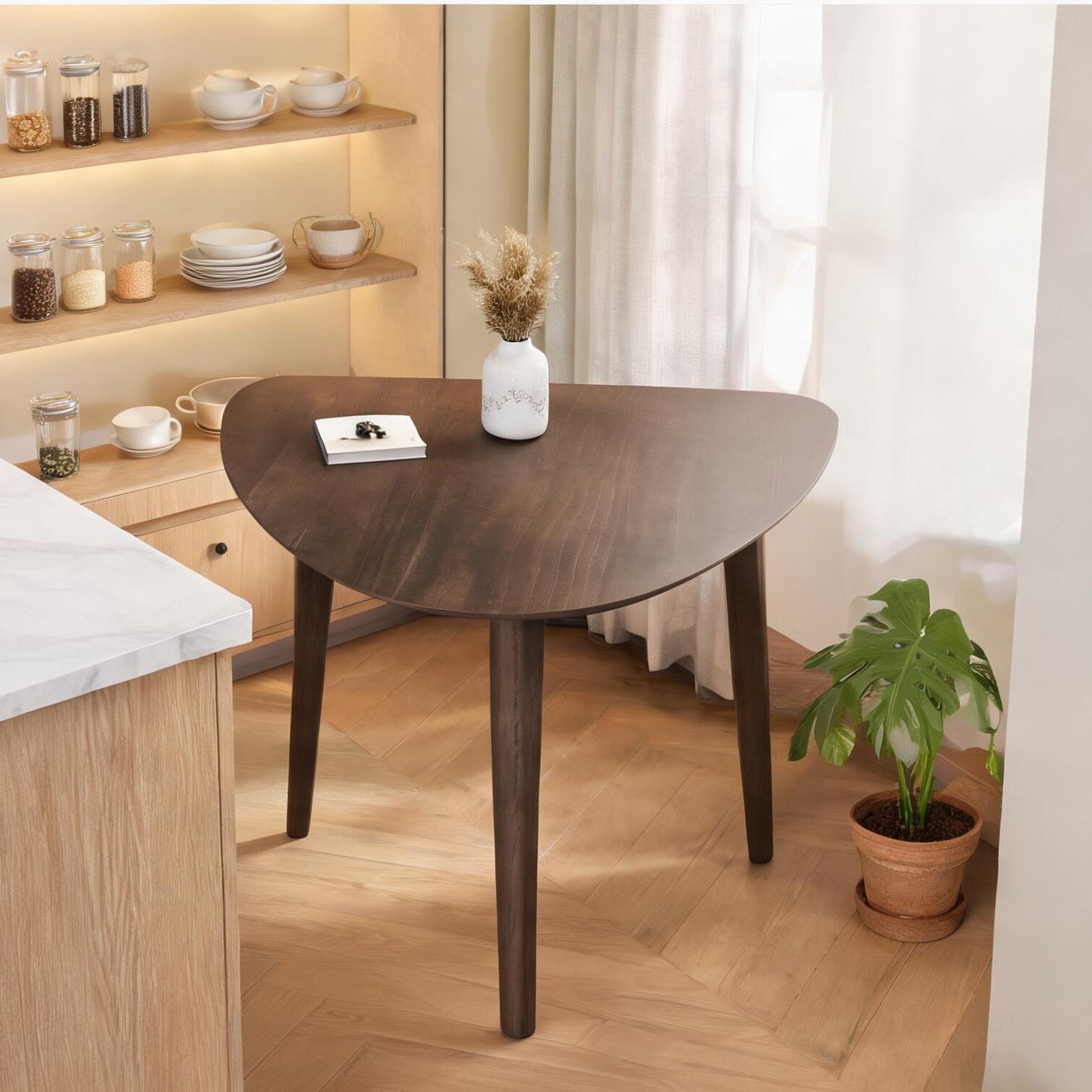 FlowLuxe Dining Tables - Triangular Wood Dining Table 36-Inch Space ...
