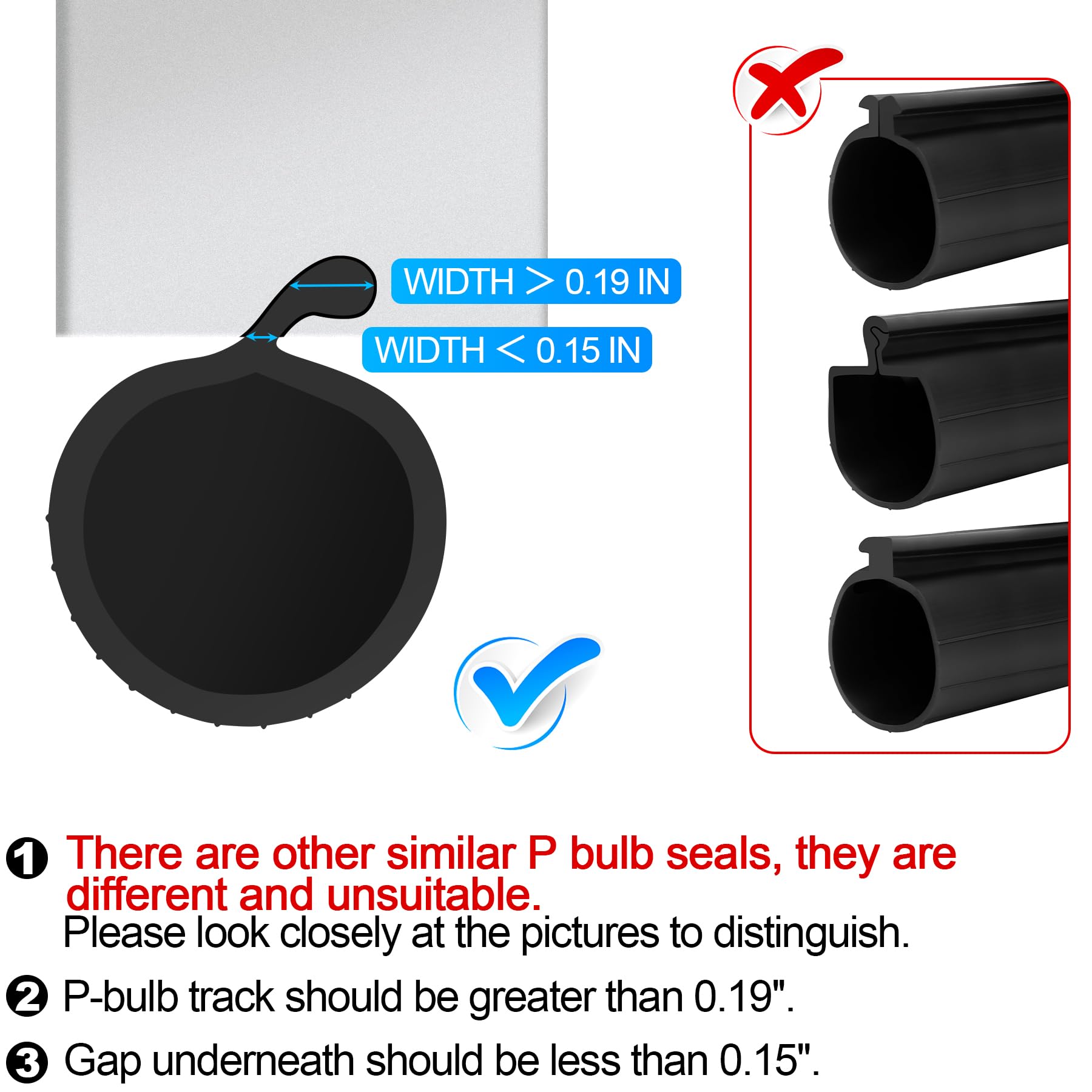 Anqtovp 20 Foot Garage Door Bottom Seal Rubber P Bulb Bottom Weather ...