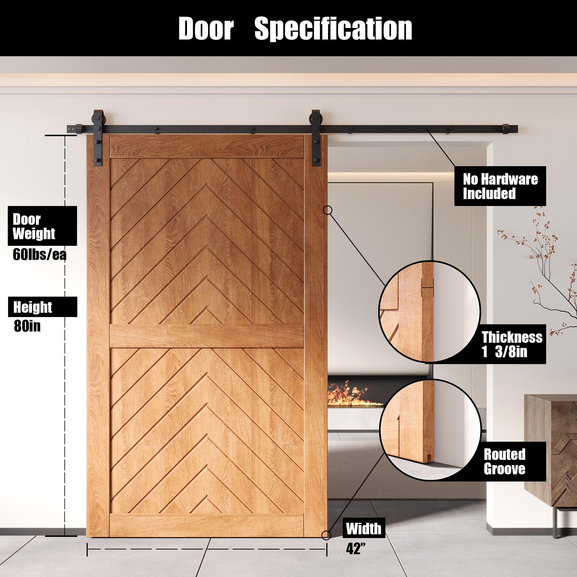HOMACER Single 42-in x 80-in Early American Pine Wood Solid core ...