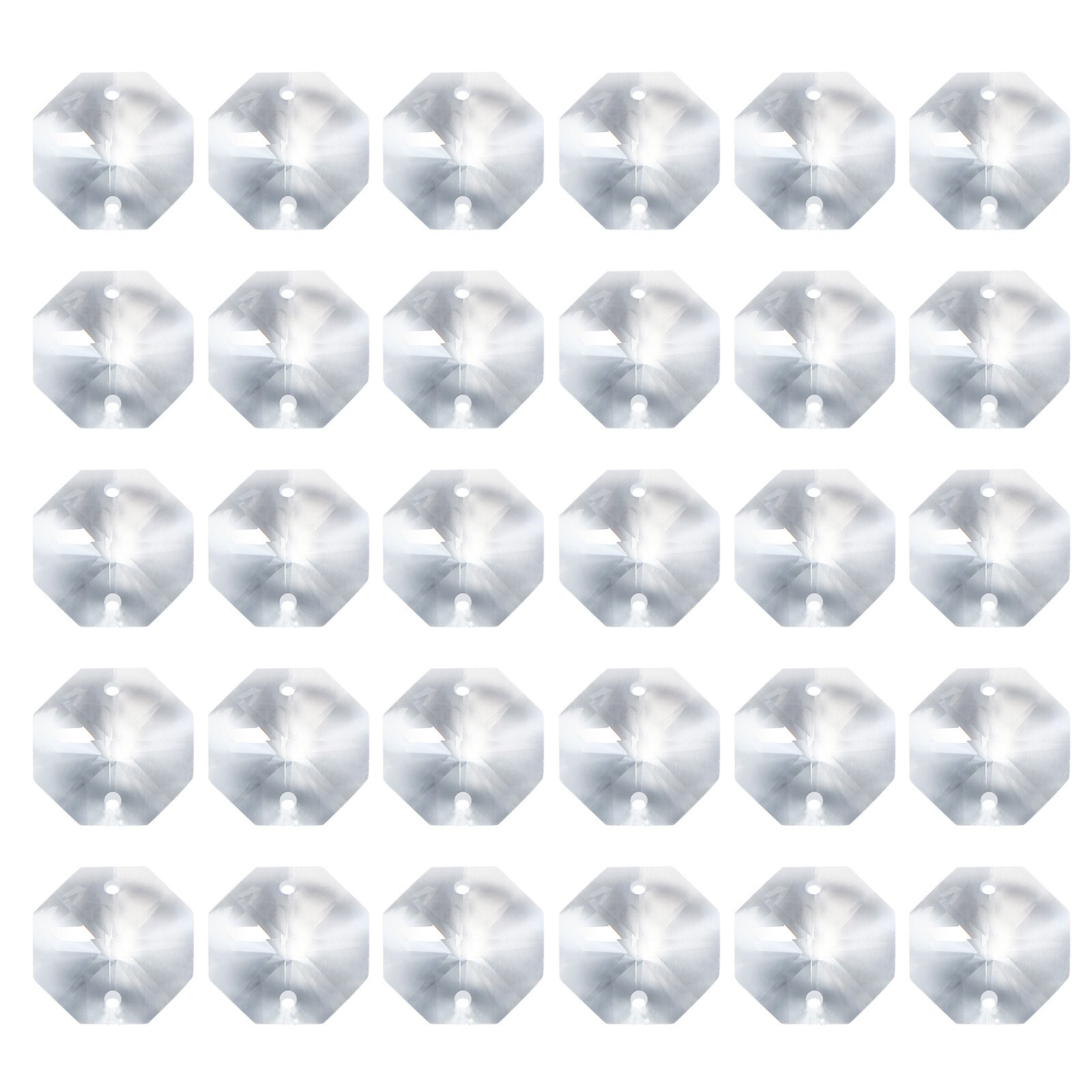 PATIKIL 60pcs K9 Crystal Octagon Beads 2 Holes Pendants 20mm