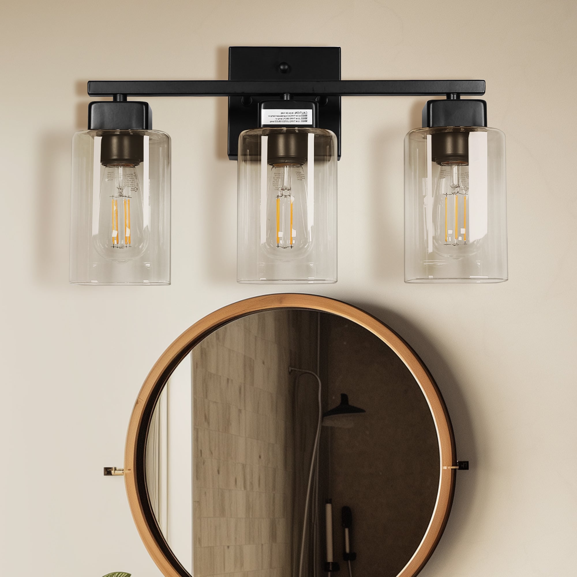 YANSUN L-CL021G-2 15.7-in W 3 -Light Matte Black Wall Sconce