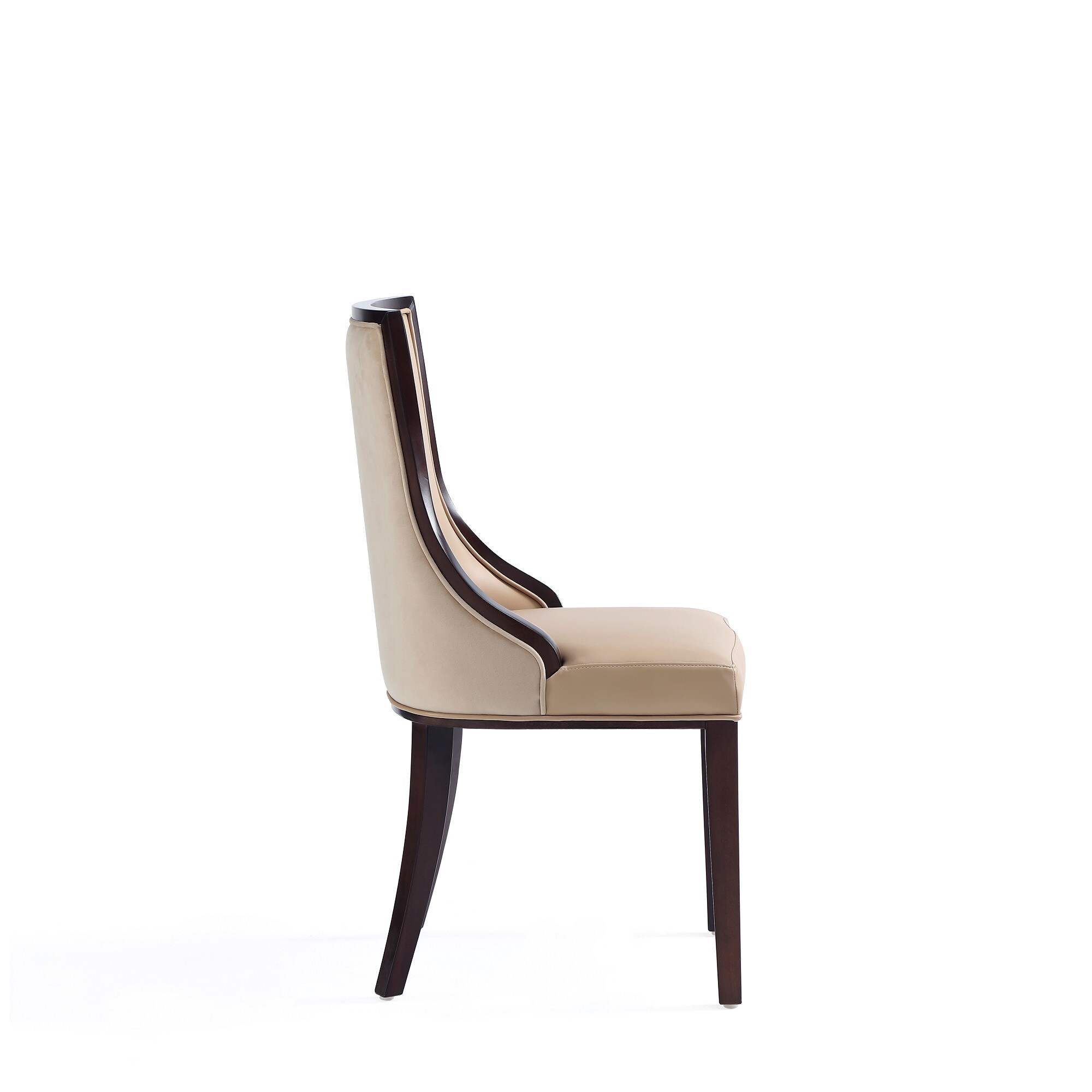 Tan Faux Leather Upholstered Parsons Side Chair with Beech Wood Legs