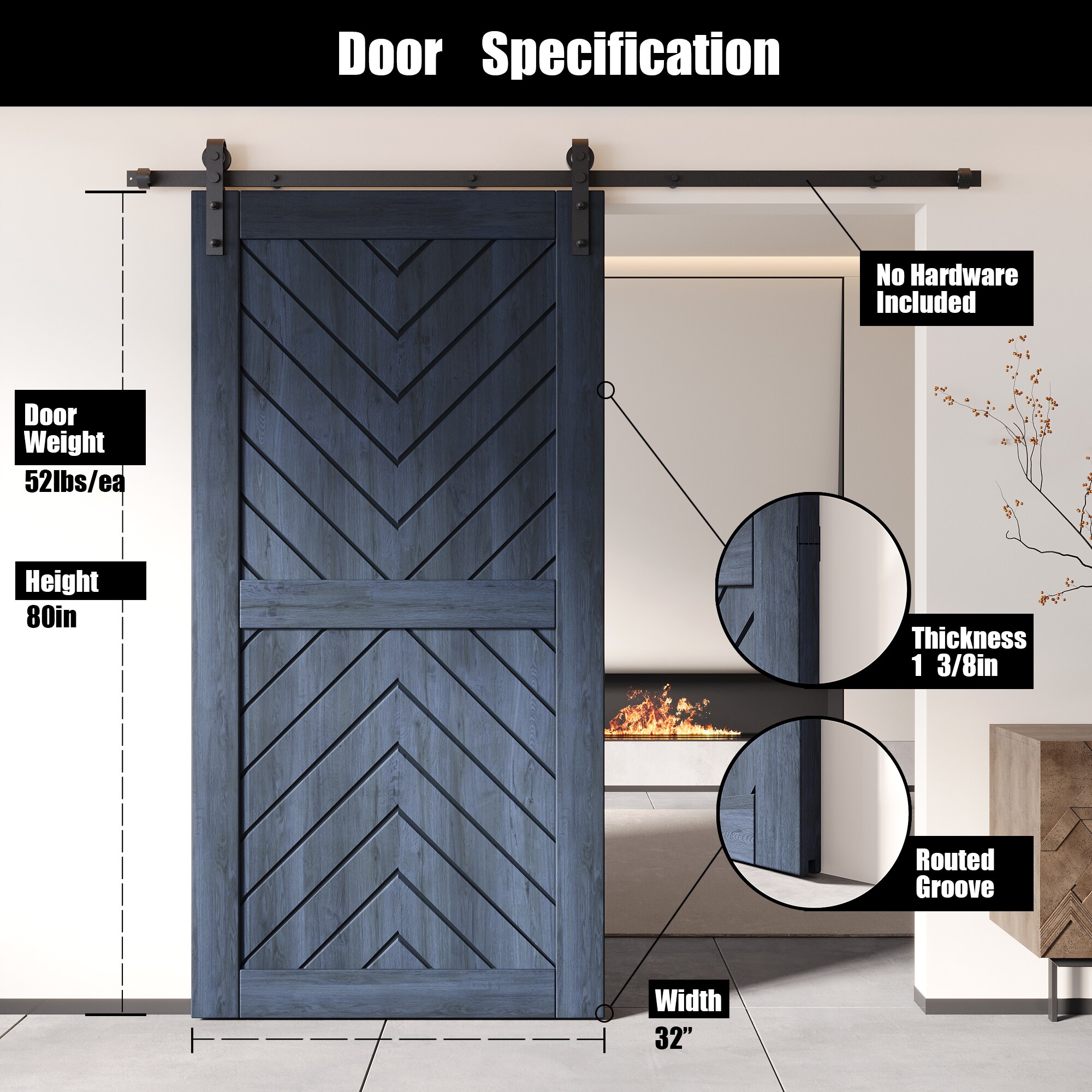 HOMACER JT4-3280-NA Barn-Doors - View #2