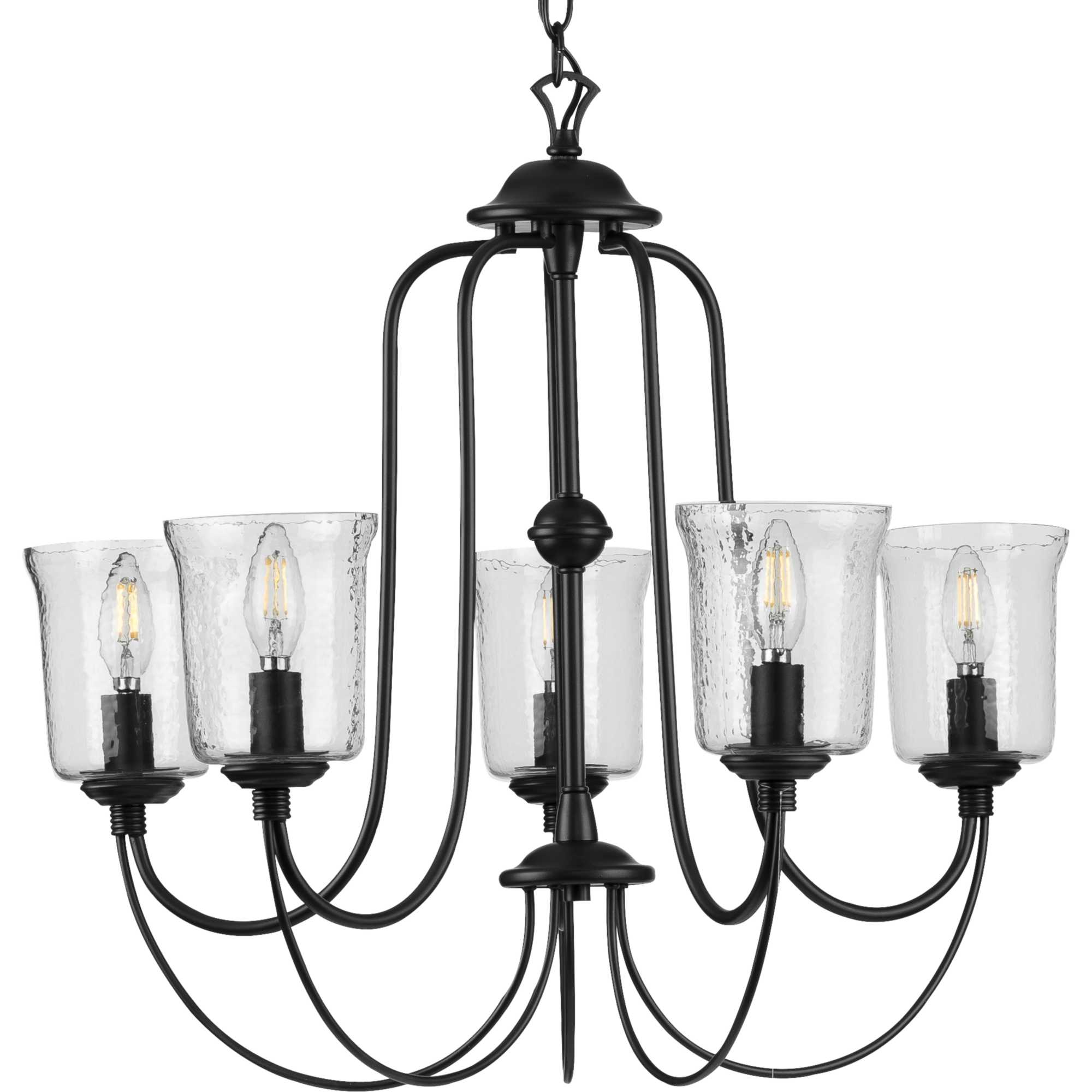 Progress Lighting P400194-031 Bowman 5 -Light Matte Black Coastal For Use in Bedrooms, Dining Rooms, Foyers, Kitchens, Living Rooms Chandelier