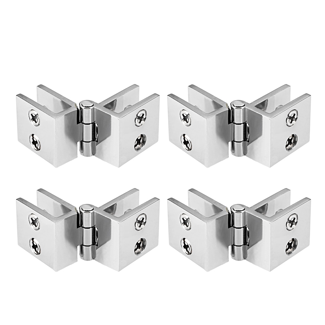 Unique Bargains Glass Door Hinge - 180 Degree Cupboard Showcase Cabinet Door Hinge Glass Clamp Zinc Alloy for 5-8mm Glass Thickness 4pcs #S26031600UX9211