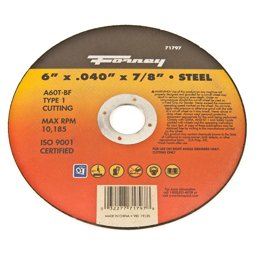 Forney 71797 Cut Off Wheel 6-Inches Aluminum oxide Cut-off wheel