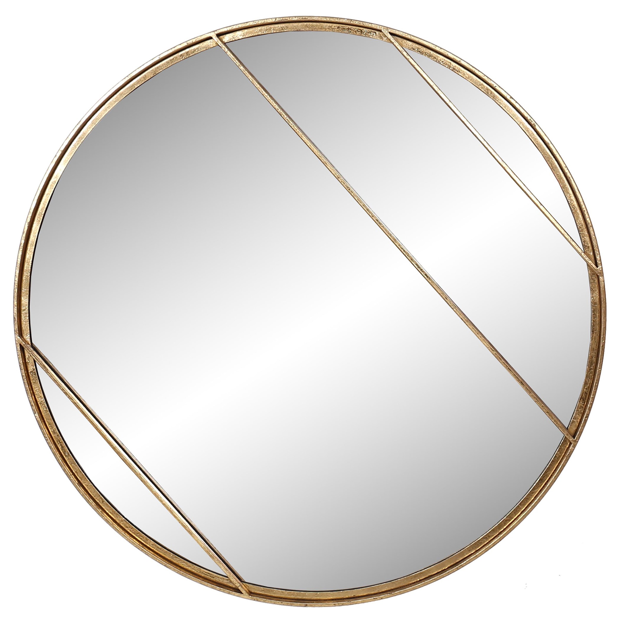 StyleCraft Home Collection MI12882DS Line Accent Mirror 28-in W x 28.0-in H Round Brushed Gold Framed Full Length Wall Mirror