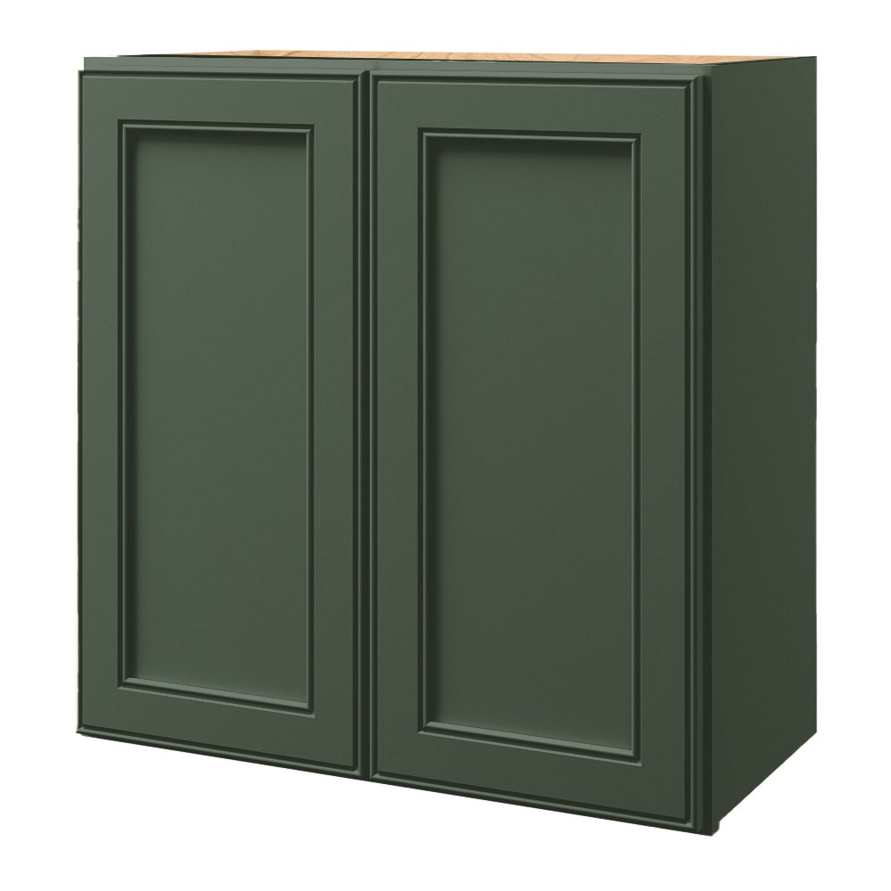 allen + roth Heathrow 30-in W x 24.5-in H x 12-in D Sage Wall Fully Assembled Cabinet (Recessed Panel Square Door Style)