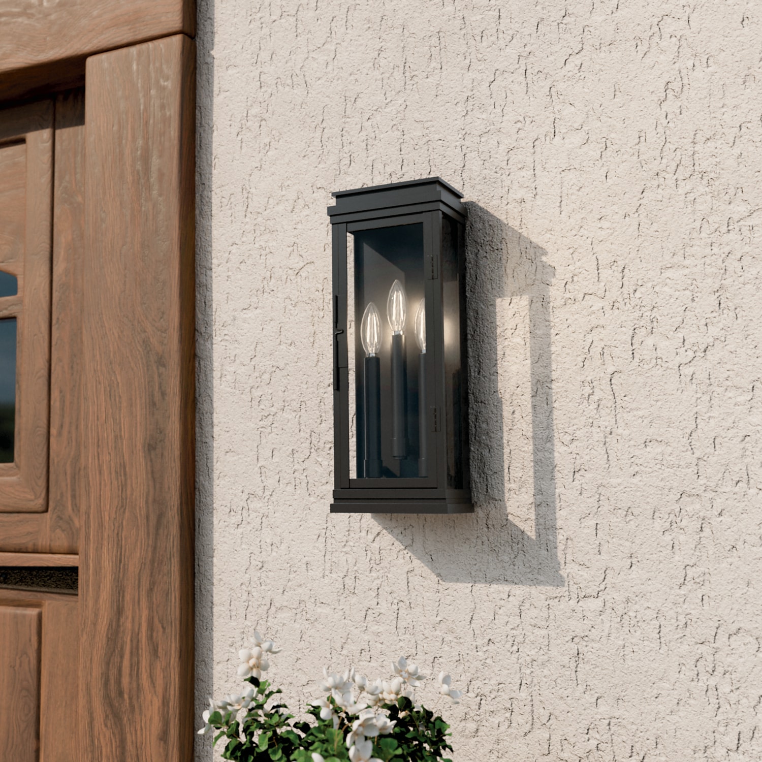 Kichler Lundon 3 -Light 17.5-in H Black Hardwired Outdoor Wall Light