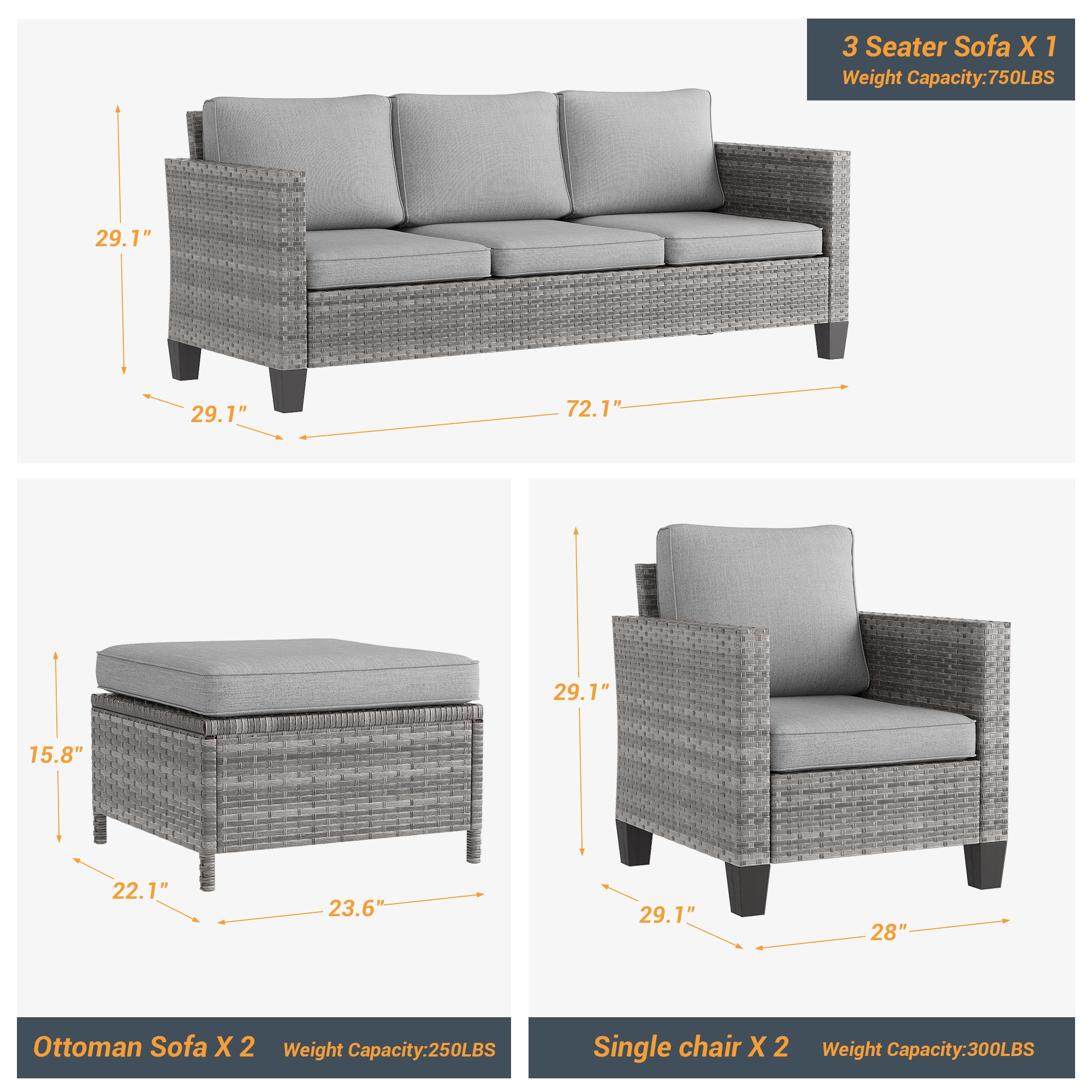 Sonkuki SD-GY615LY-C3 Patio-Conversation-Sets - View #2