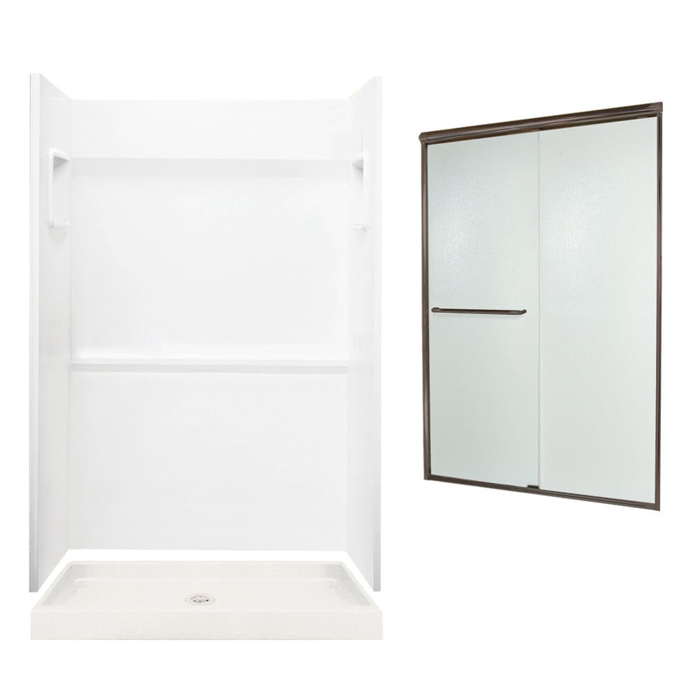 SWAN SVP3448010-M44570BR Veritek 5 -Piece 34-in W x 48-in L x 72-in H Rectangular Alcove shower kit ( Center Drain) Base, Wall, Door and Drain Included Dark bronze Hardware Included