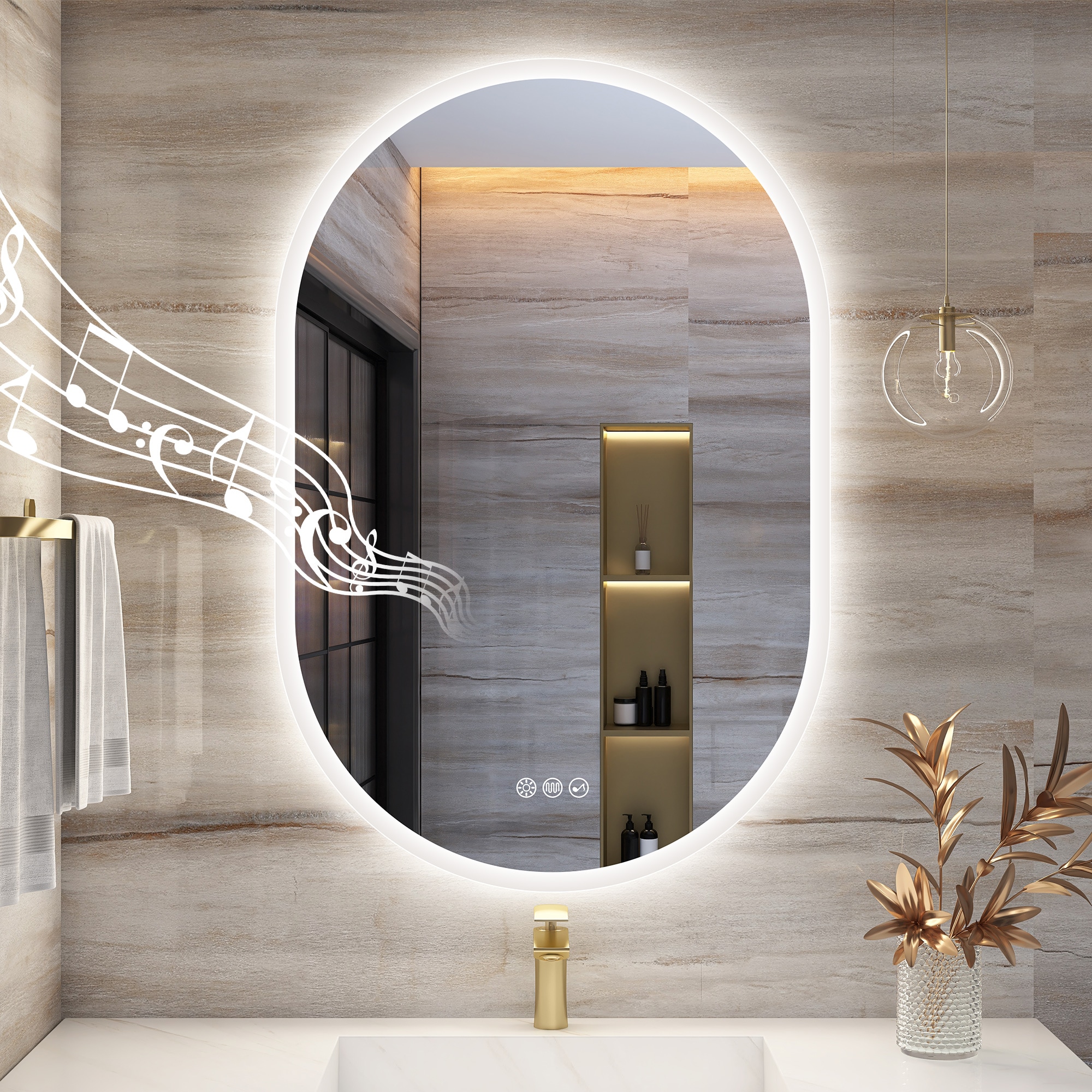 VINCHOME 36inx24in Oval LED bathroom mirror