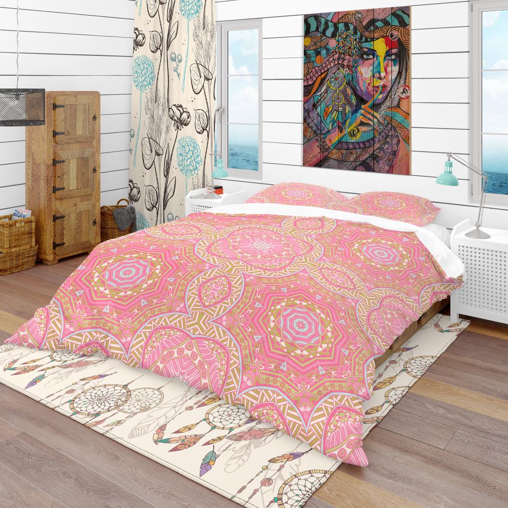 Designart BED18668-Q 3-Piece Pink Queen Duvet Cover Set