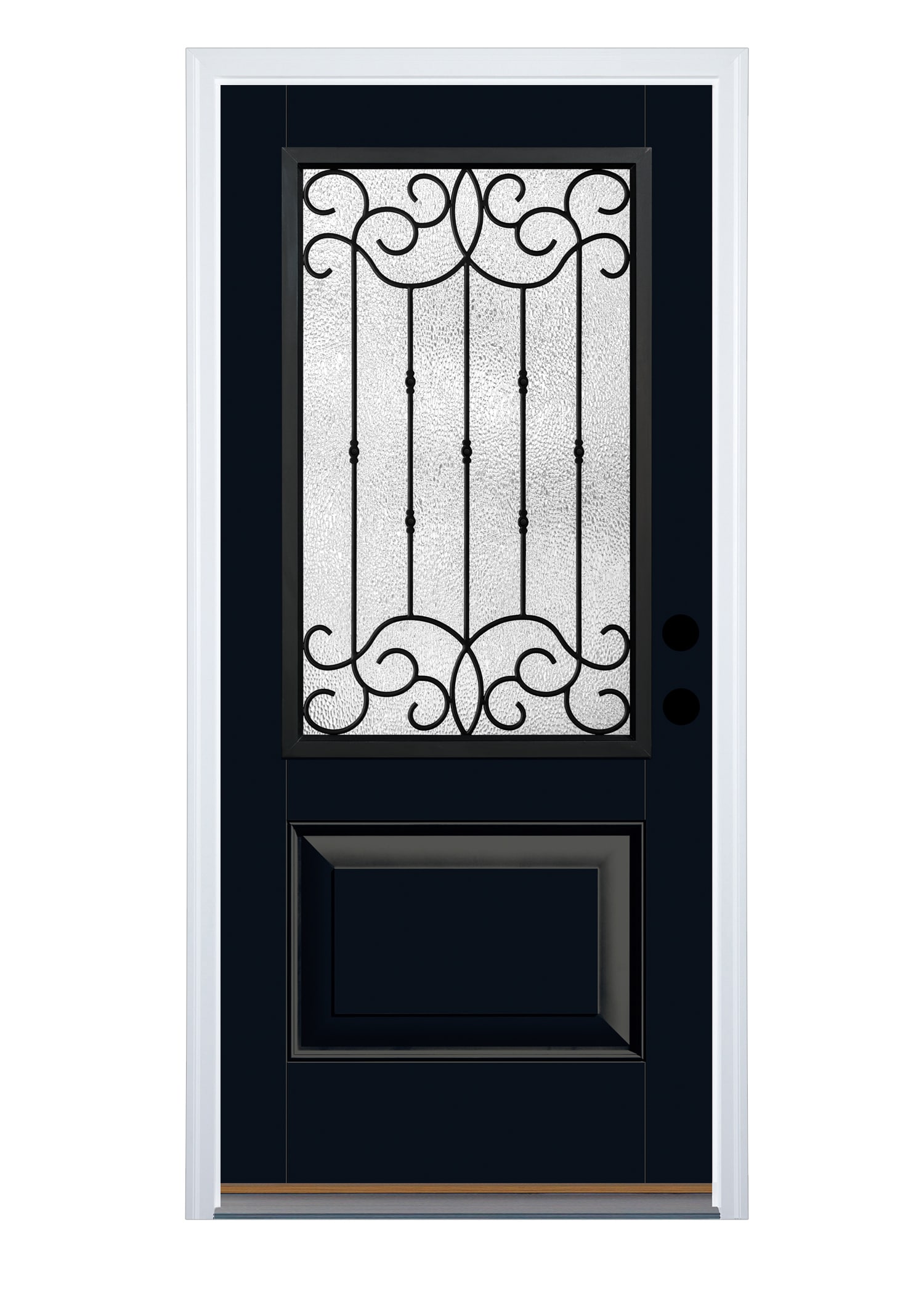 Therma-Tru CCV1515-ROB-OX Borrassa Entry Door 36-in x 80-in x 4-9/16-in Fiberglass 2/3 lite Right-hand outswing Onyx Painted Prehung Front Door with Brickmould Insulating core