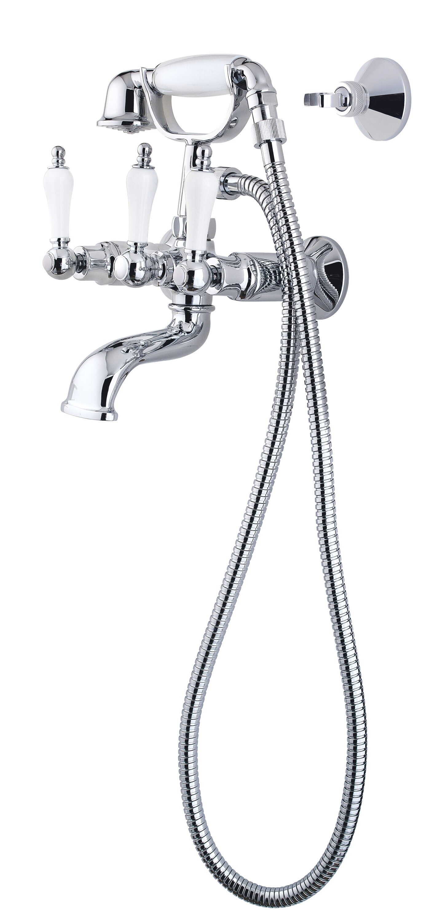 Pfister 801-SVHC Savannah Polished Chrome 3-handle Freestanding Low-arc Bathtub Faucet with Hand Shower (Valve Included)