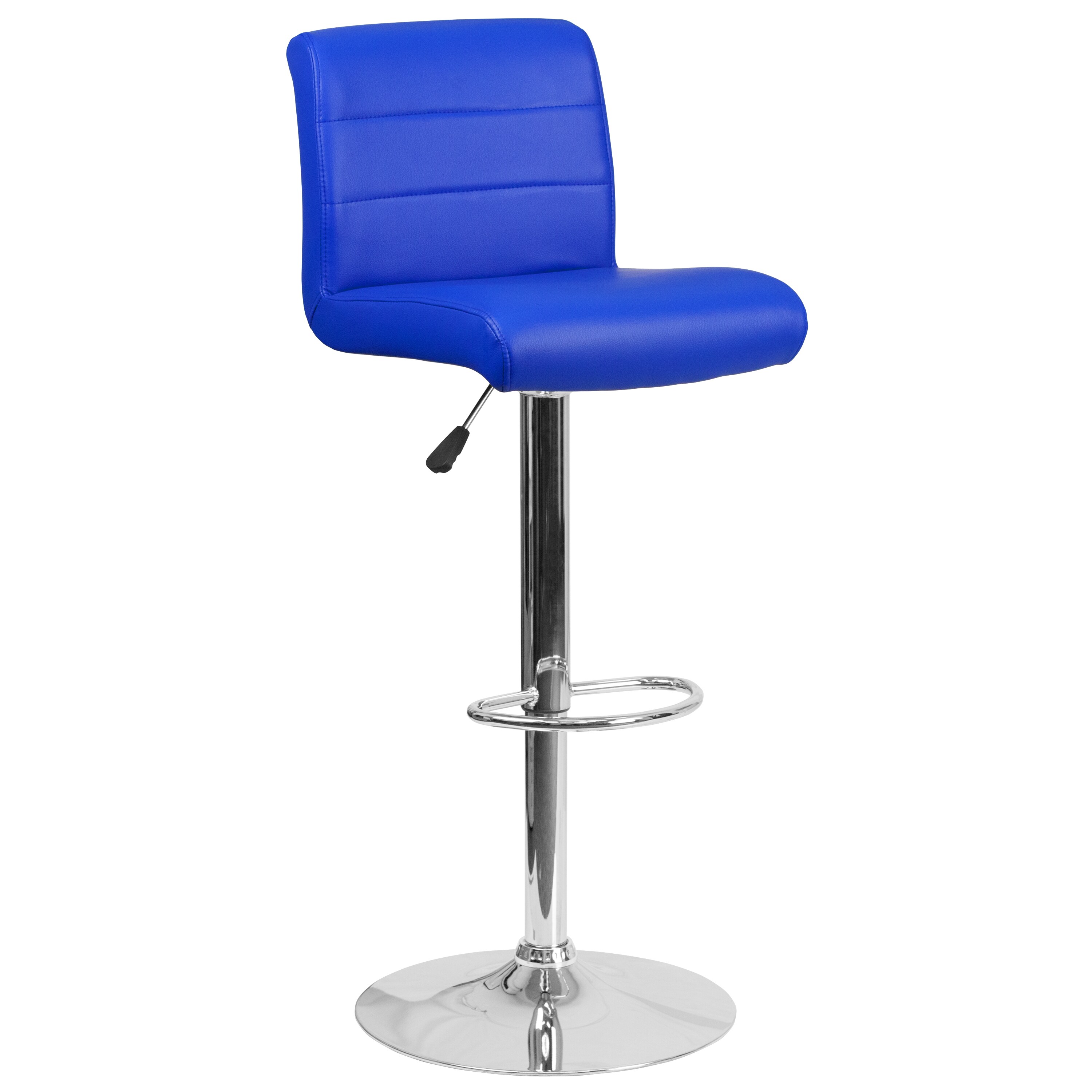 Flash Furniture 889142056492 Blue 26.25-Inches H Adjustable Height Counter height Square seat Upholstered Swivel Metal Bar Stool and Back