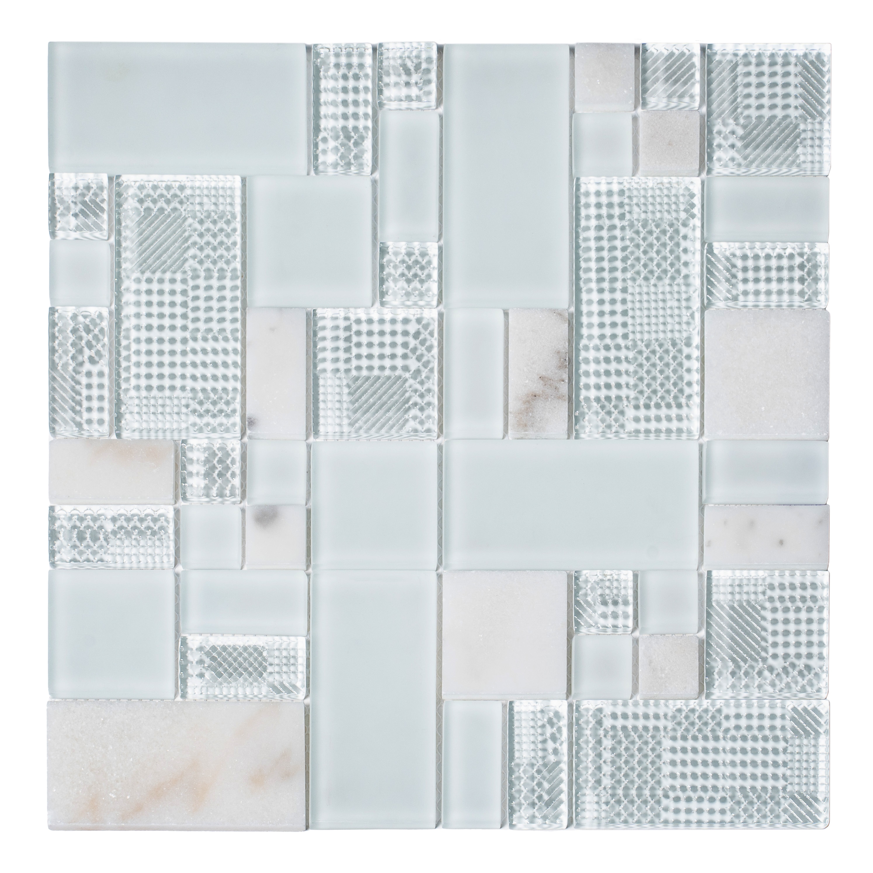 Apollo Tile APLCAS88023ASAMPLE Sample- White 4-in x 4-in Polished Patterned Floor and Wall Tile