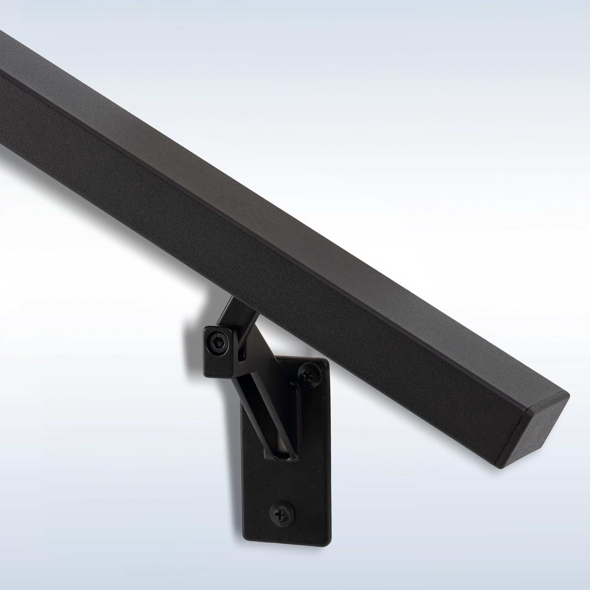 Misopily 13FT Matte Black Aluminum Handrail Kit 2 Inch x 1 Inch Rectangular Grab Bar with 4 Adjustable 304 Stainless Steel Brackets for Indoor Outdoor Stairs