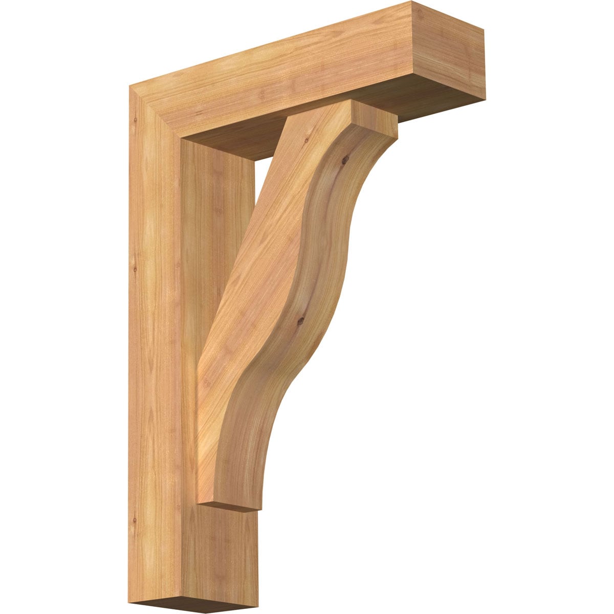 Ekena Millwork 1462336 Funston Block Smooth Bracket with Offset Brace Western Red Cedar Wood Standard Bracket