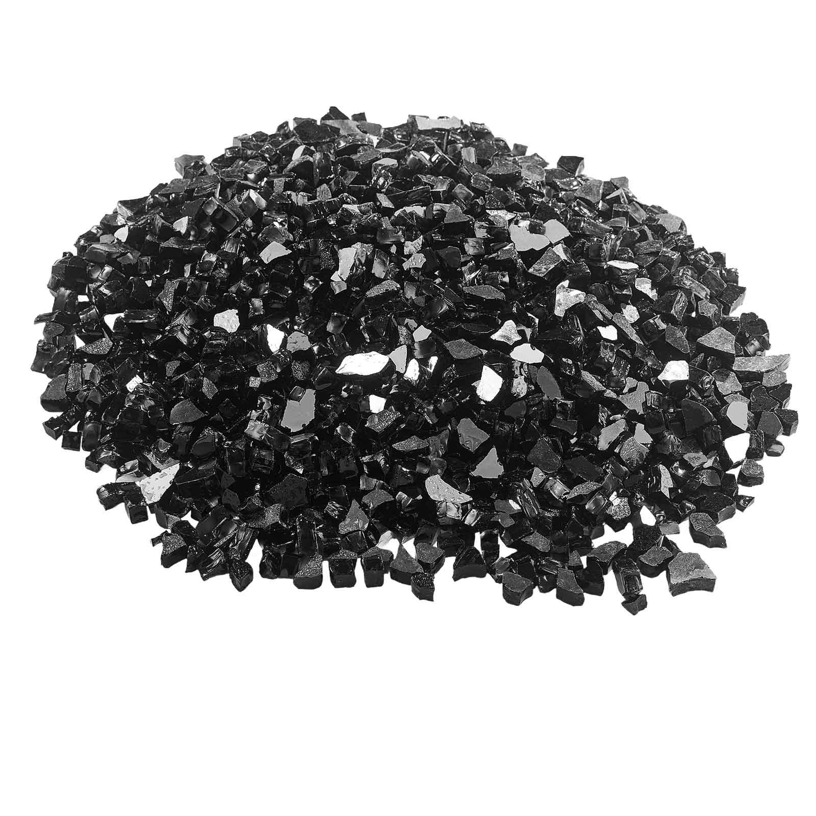 GIVIMO - 20-lb Black Reflective Fire Glass 1/2-in Tempered Firepit Glass Rocks Smokeless Fire Pit...