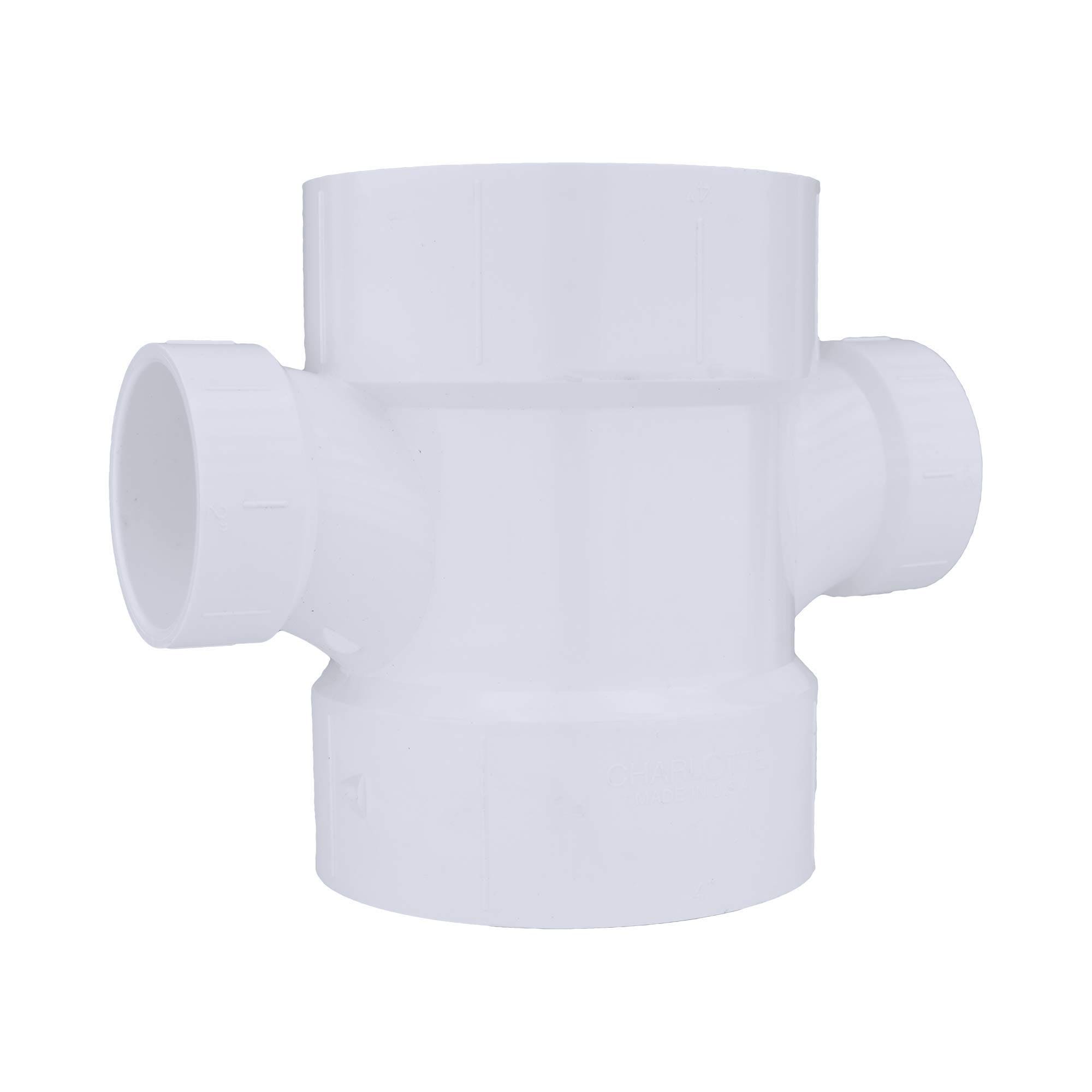 Charlotte Pipe  4 x 4 x 2 x 2 DWV Double Sanitary Tee Reducer PVC