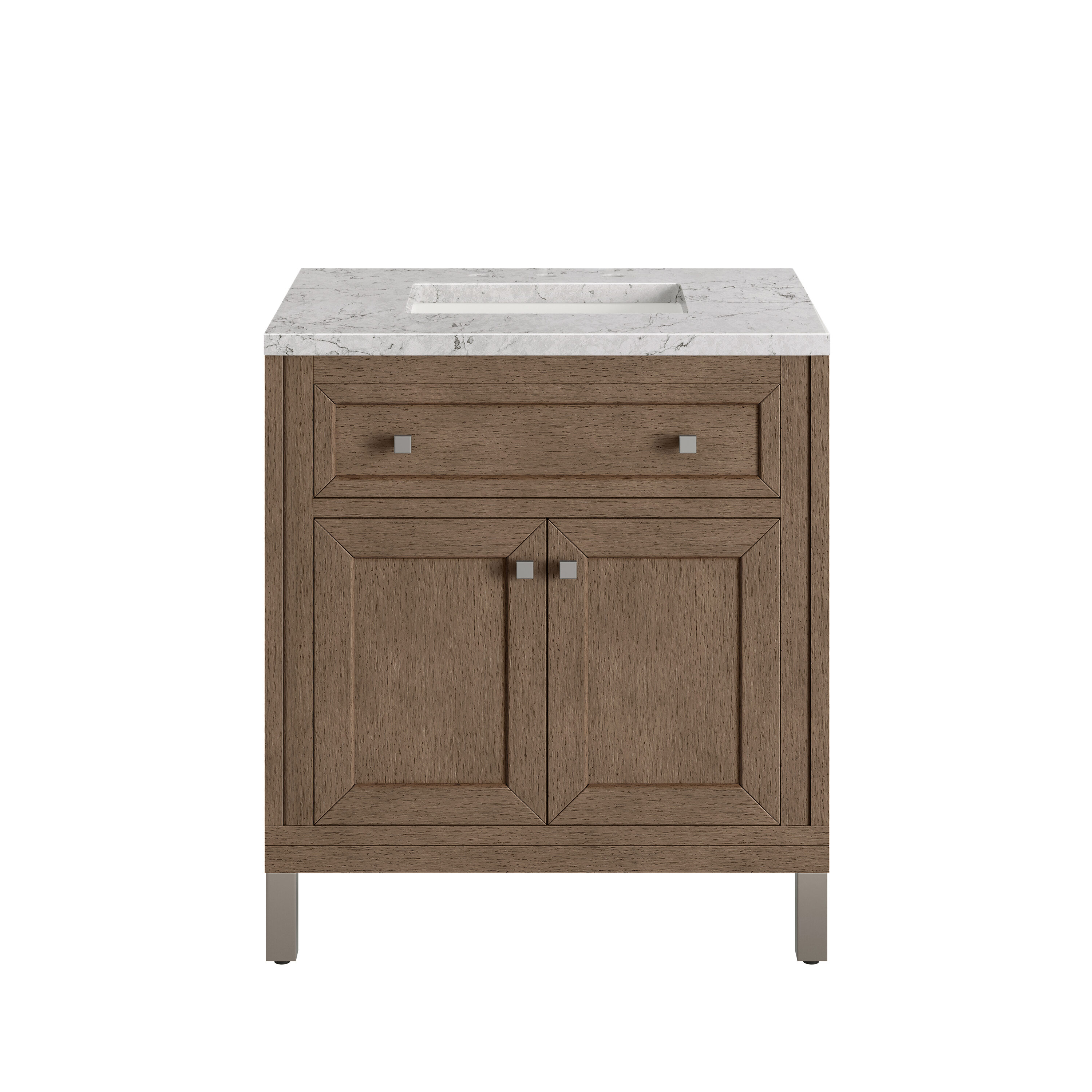 James Martin Vanities 305-V30-WWW-3EJP Chicago 30-in Whitewashed Walnut Undermount Single Sink Bathroom Vanity with Eternal Jasmine Pearl Quartz Top