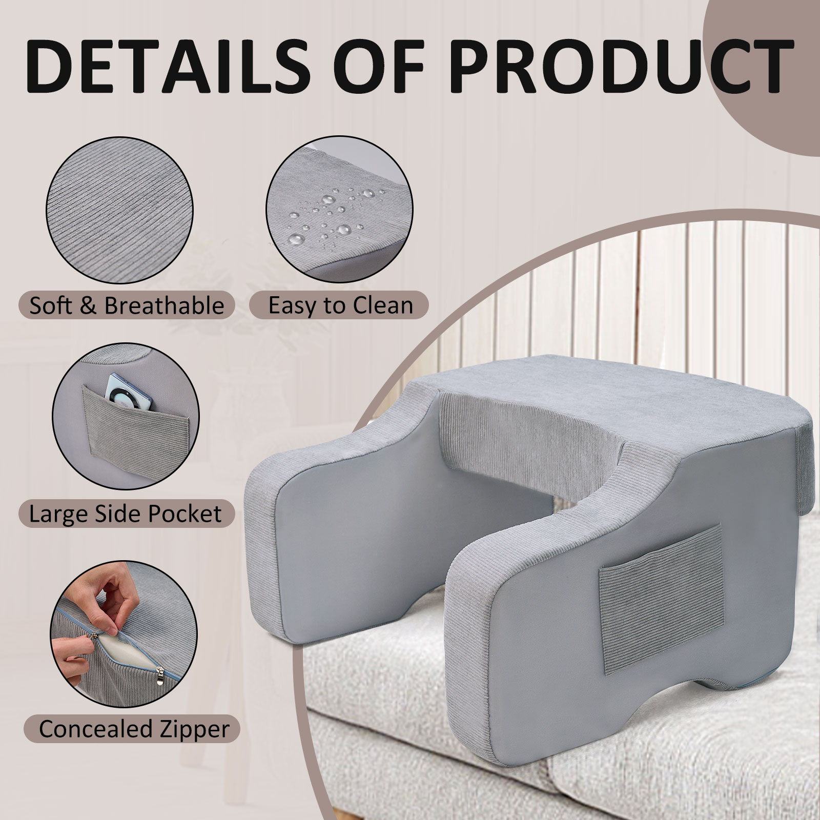 Esazn I1600220-GY-M Orthopedic-Pillows-Cushions - View #6