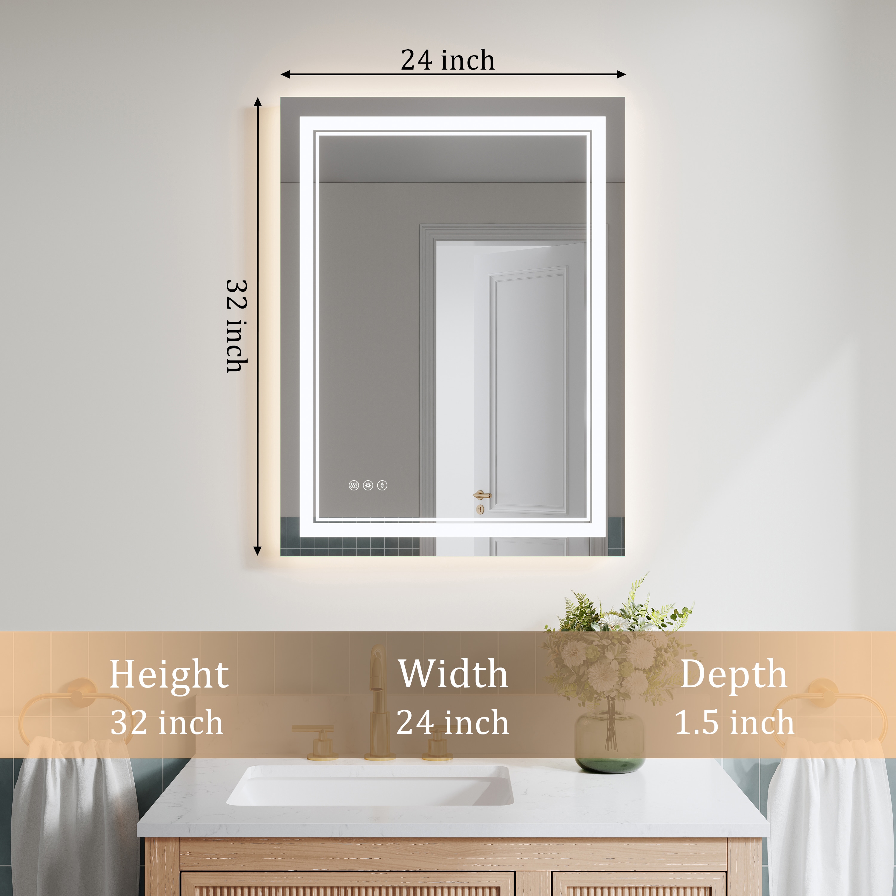 WELLFOR DTG-3224M3ZK1 Framed-Bath-Mirrors - View #11
