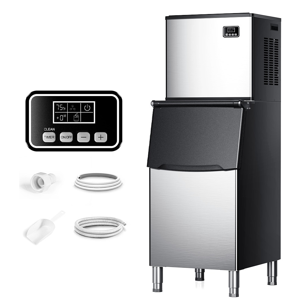 SIMZLIFE CIM003-350LBS-S2-LS  400 lb Per Day 250Lbs Ice Storage Freestanding Commercial Ice Maker with Auto-cleaning