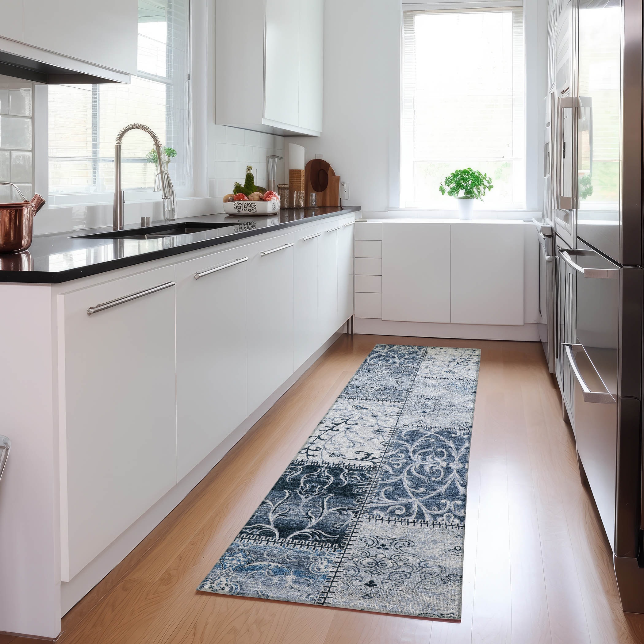 Addison Rugs ACN566DN2X8 Chantille ACN566DN 2 x 7 (ft) Polyester Denim Rectangular Indoor/Outdoor Abstract Machine washable Area rug