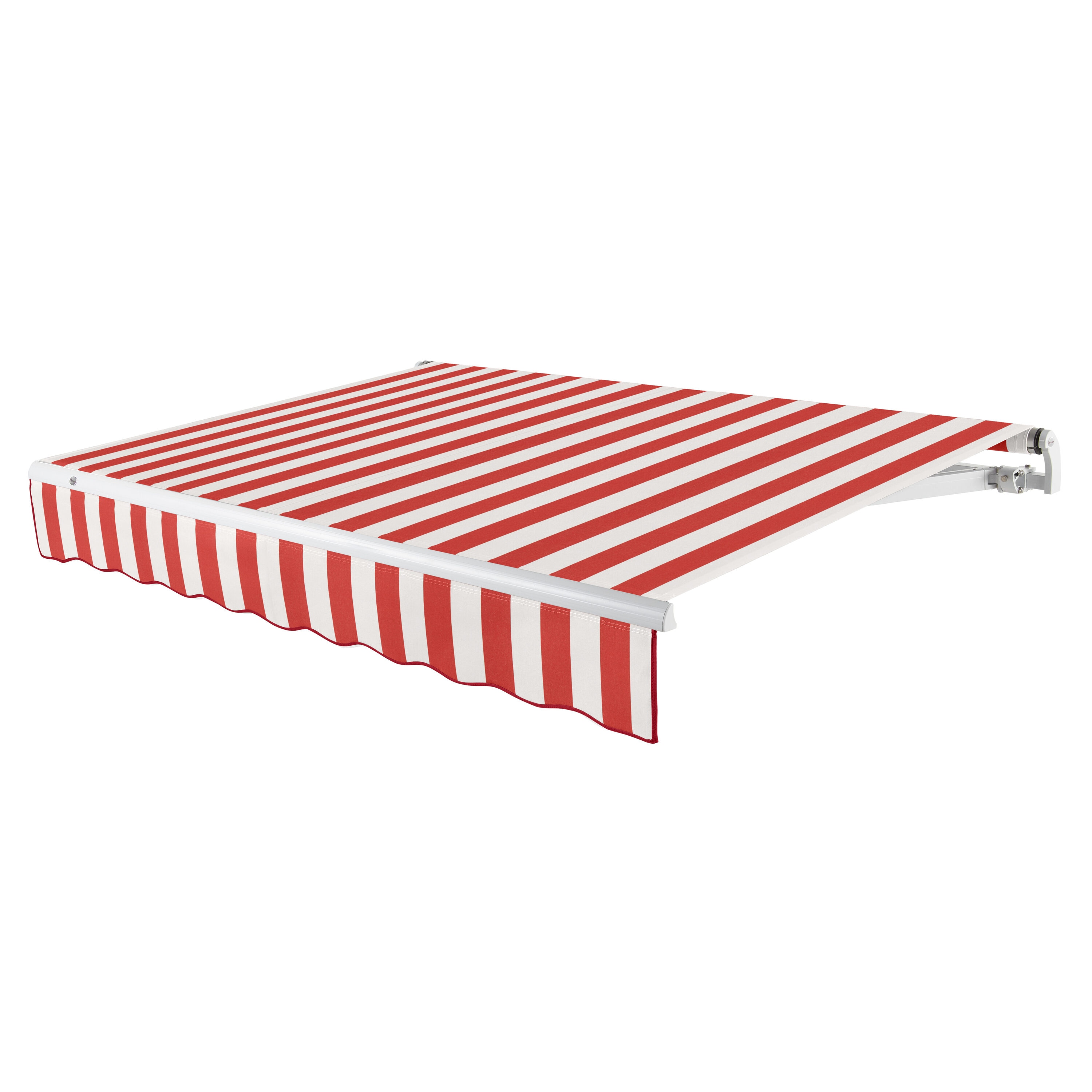 Awntech MTL24-L-RW Maui 288-in Wide x 120-in Projection x 10-in Height Fabric Red/White Stripe Striped Motorized Retractable Patio Awning