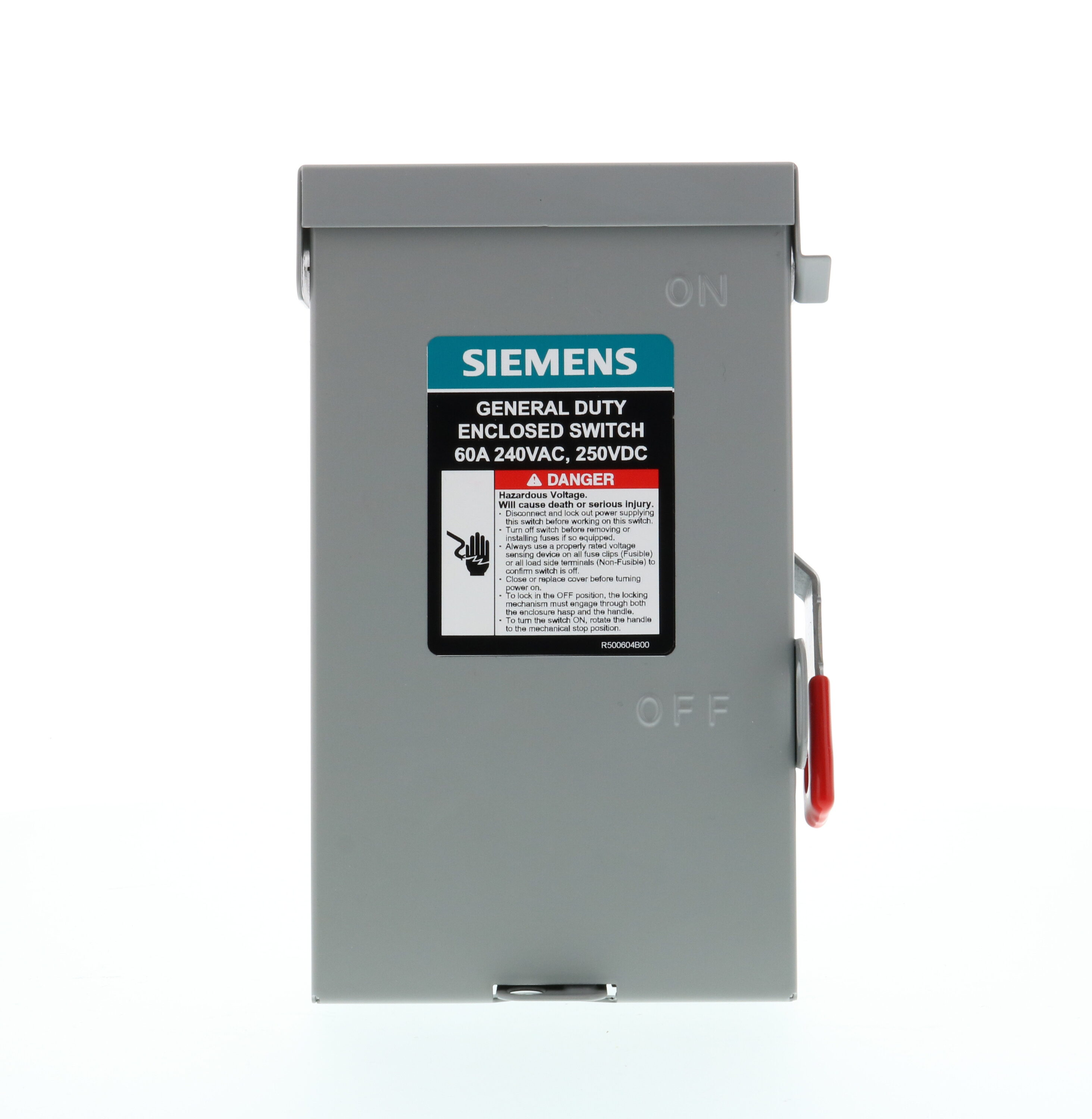 Siemens 60 Amp Single Phase 120v240v Non Fusible Outdoor General Duty Safety Switch 5073