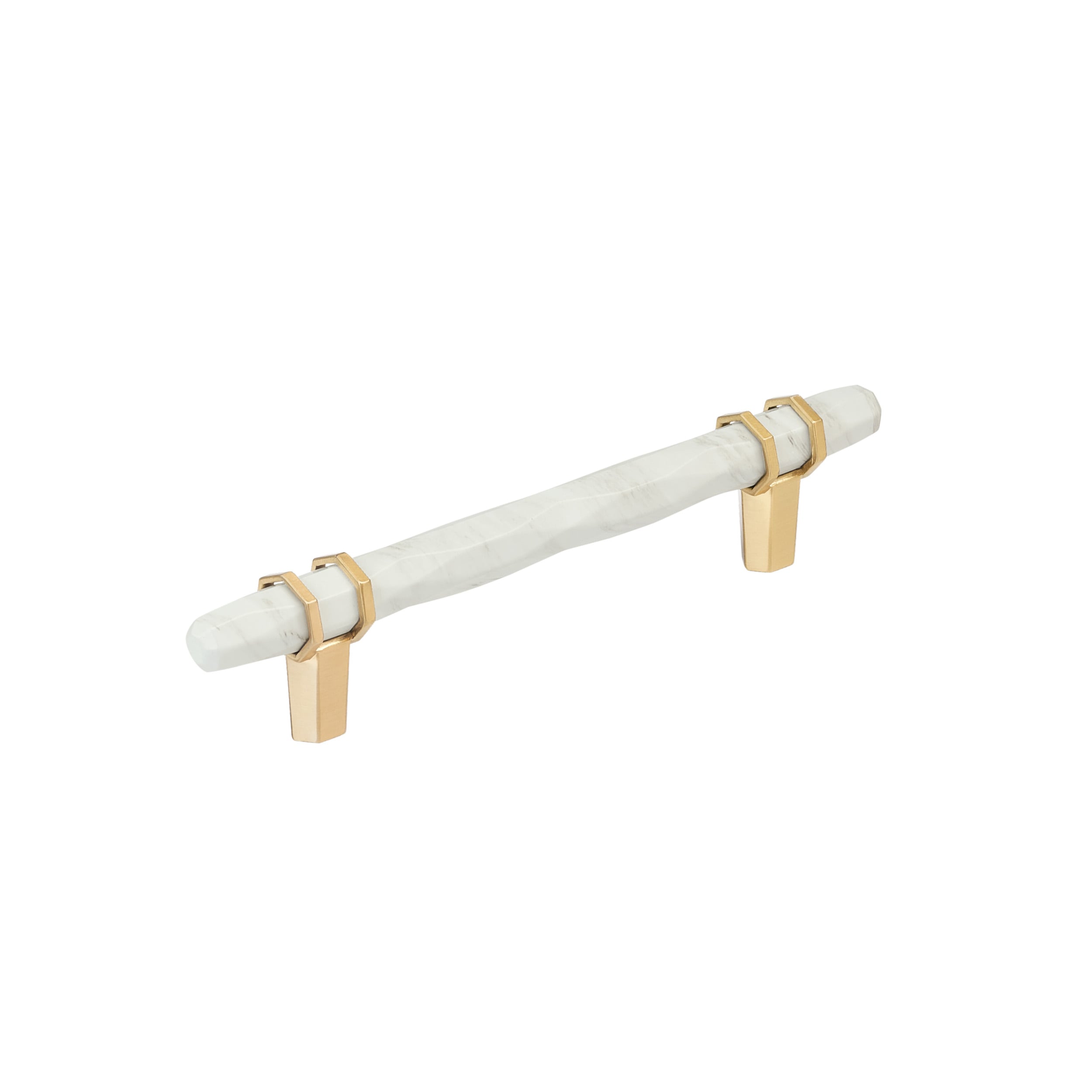 Amerock BP36649MWCZ Carrione 5-1/16-in , 128mm Center to Center Marble White/Champagne Bronze Cylindrical Bar