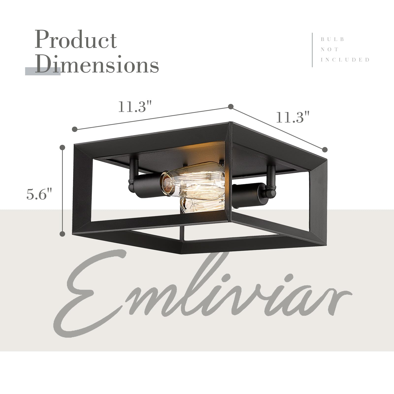 Black Aluminum Square Flush Mount Ceiling Light