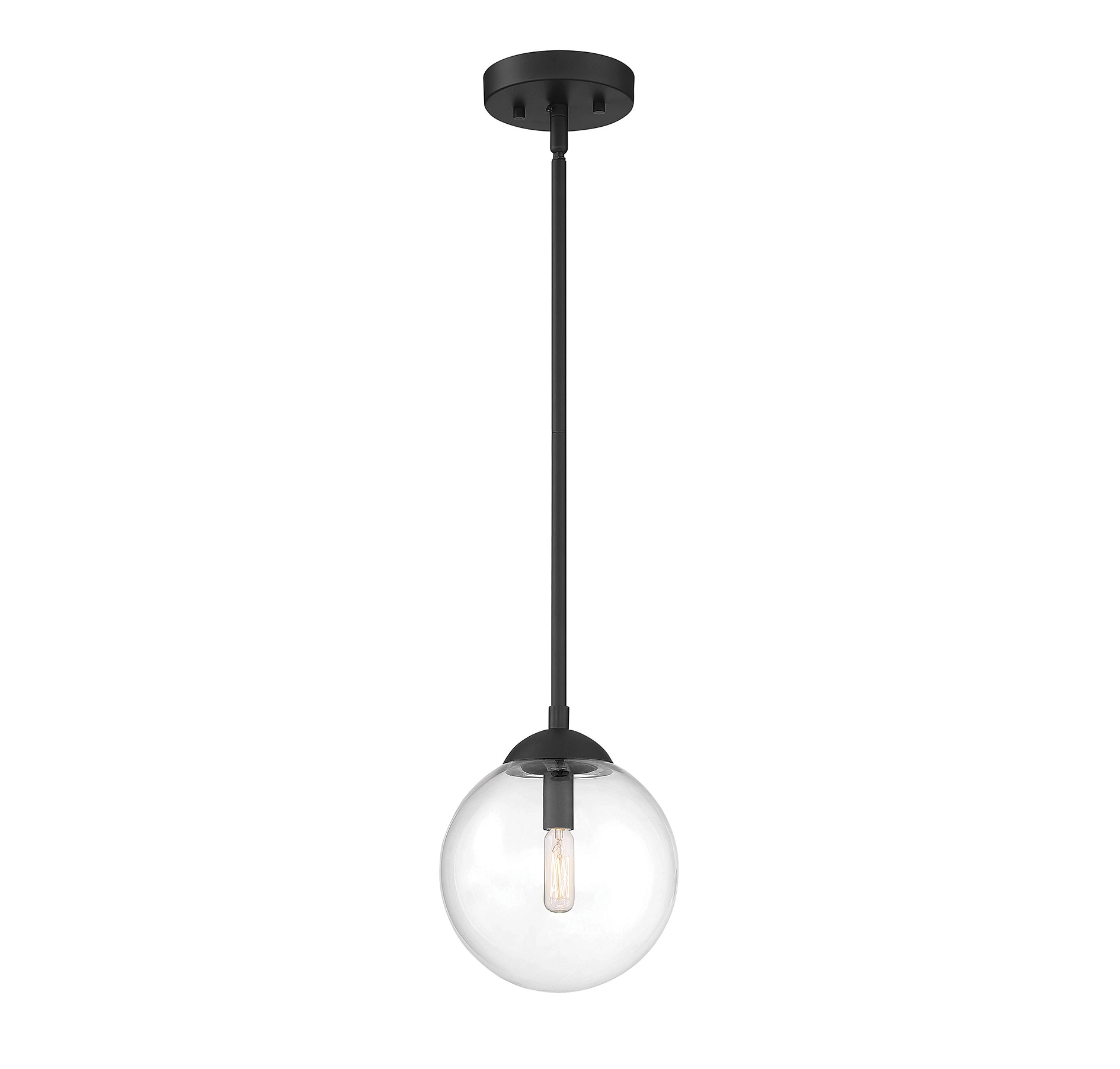 Meridian Lite Trends M70067MBK Meridian Matte Black Industrial Clear glass Globe Mini Hanging Pendant light