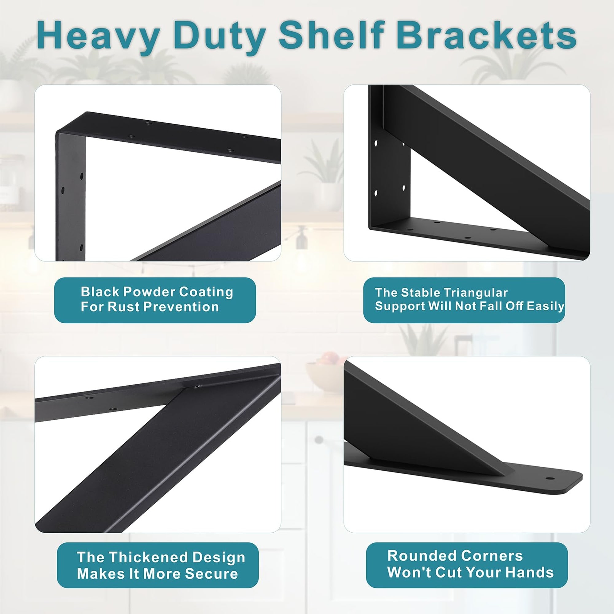 Numhew Countertop Support Brackets Matte Black Metal 12-in x 9-in with ...