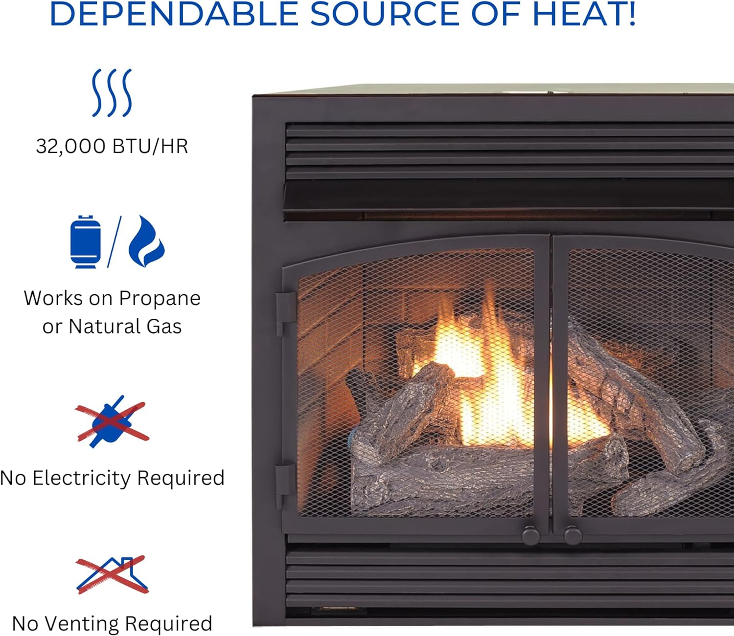 Duluth Forge 27.625-in W 32000-BTU Black Vent-free Dual Gas Duluth Forge 27.625-in W 32000-BTU Black Vent-free Dual Gas