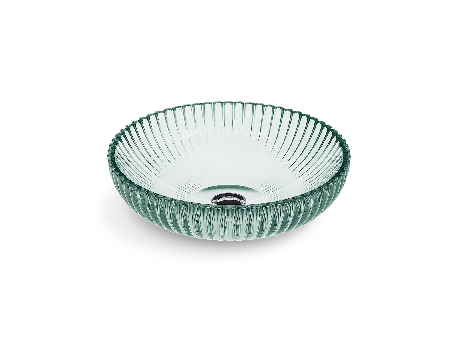 Salute 15-Inch Round Vessel Bathroom Sink No Overflow In Translucent Dew