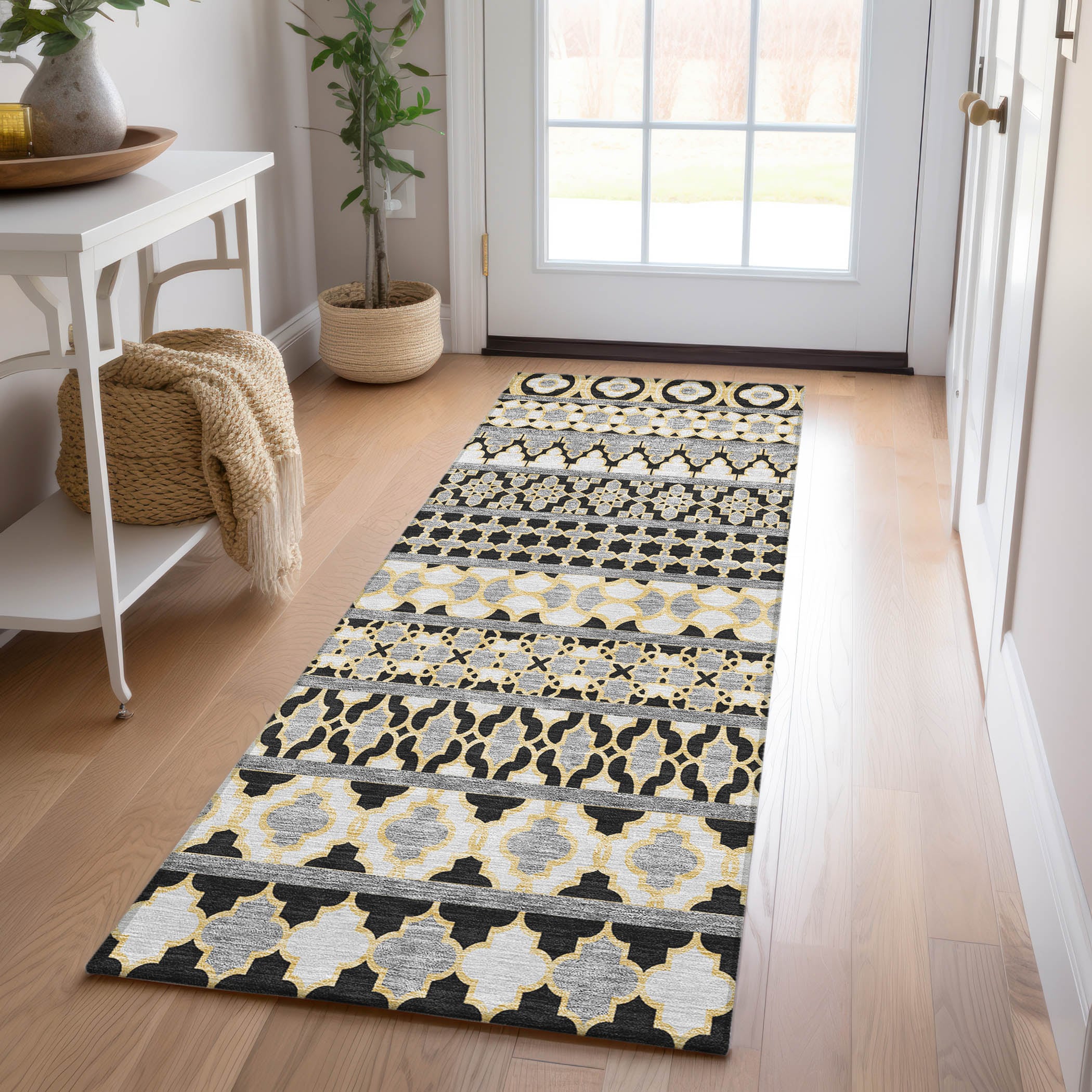 Addison Rugs ACN726CC2X8 Chantille ACN726CC 2 x 7 (ft) Polyester Charcoal Rectangular Indoor/Outdoor Geometric Machine washable Area rug