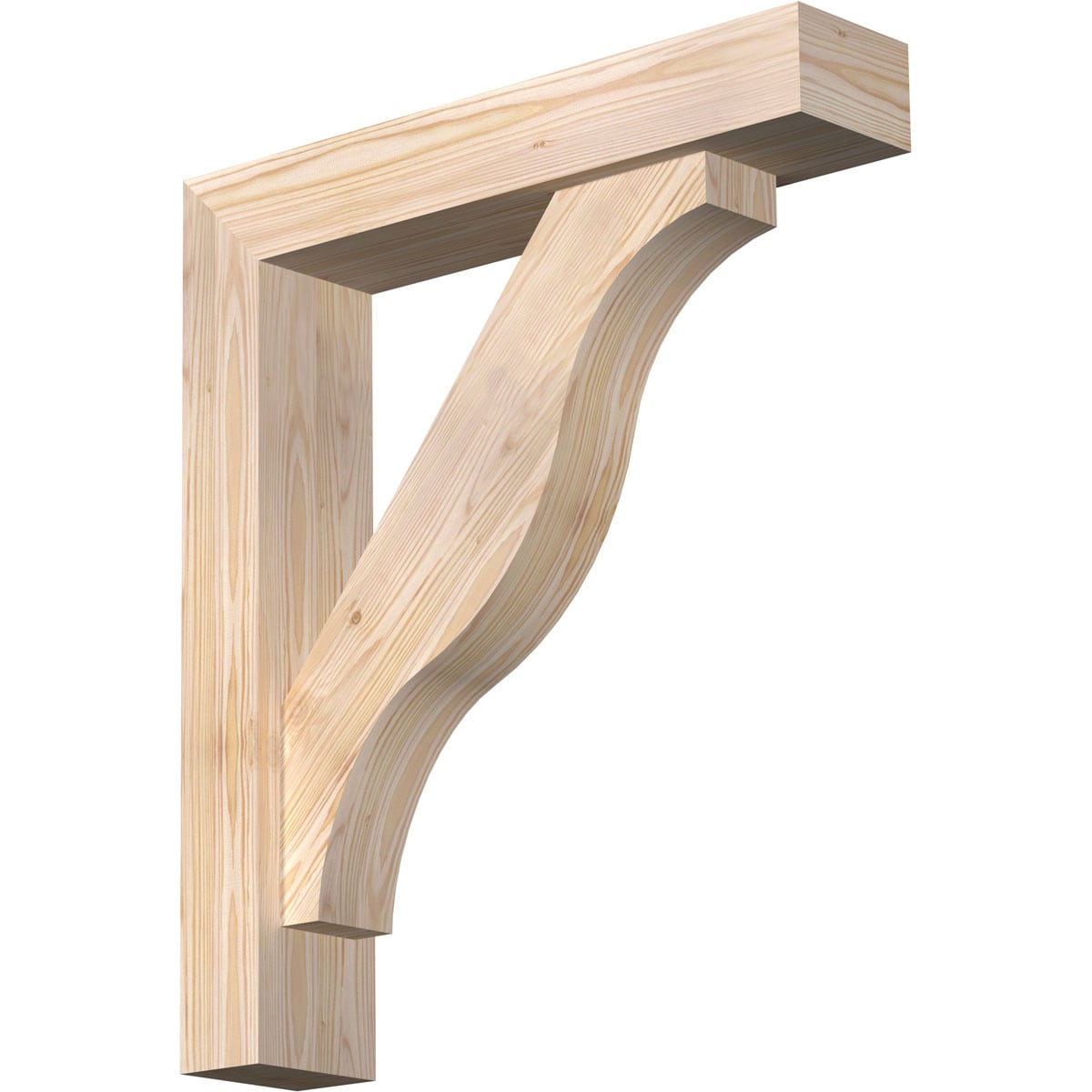 Ekena Millwork 1462550 Funston Block Smooth Bracket with Offset Brace 5-1/2-in x 26-in x 30-in Douglas fir Brown Wood Standard bracket
