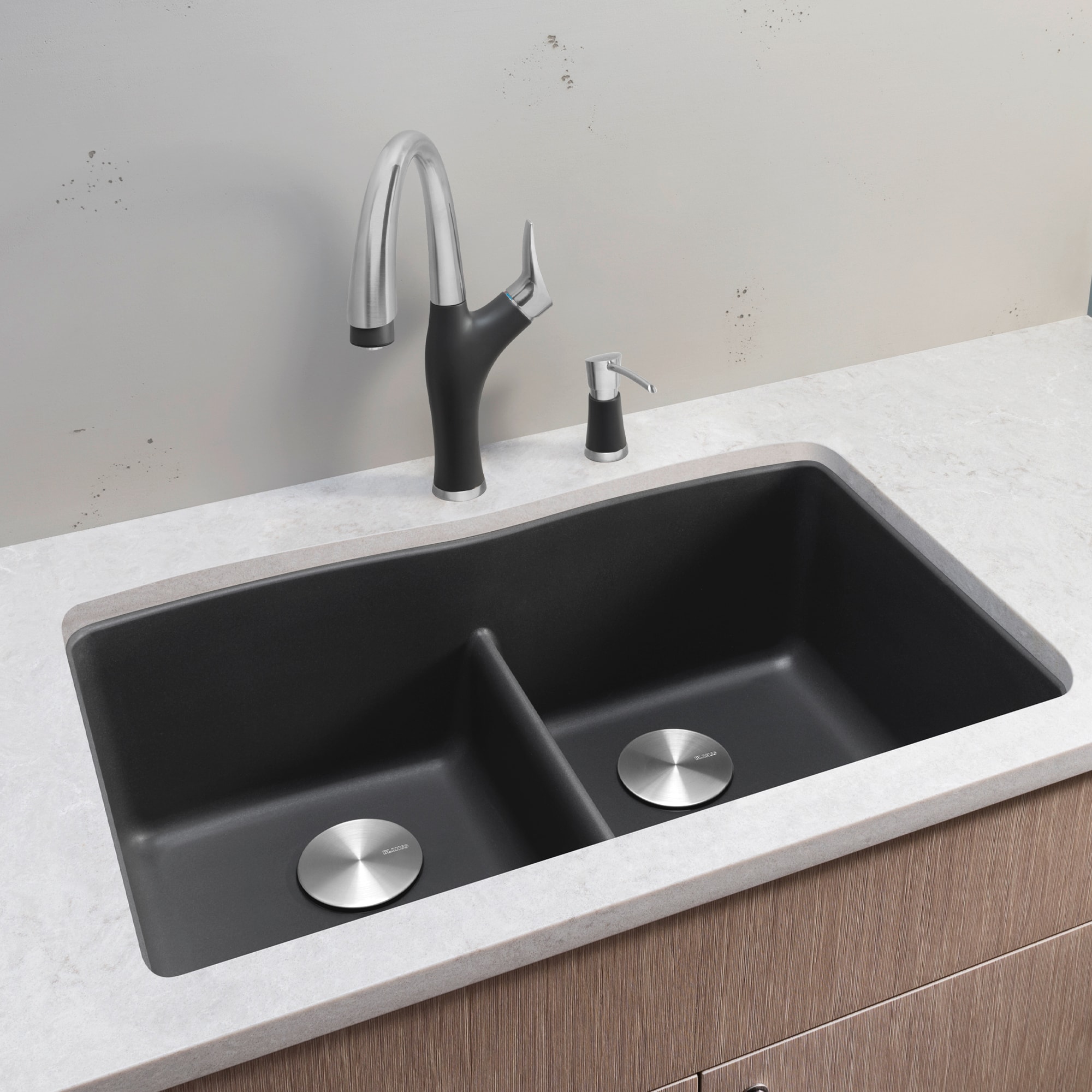 Cinder Stone Double Bowl Undermount Kitchen Sink