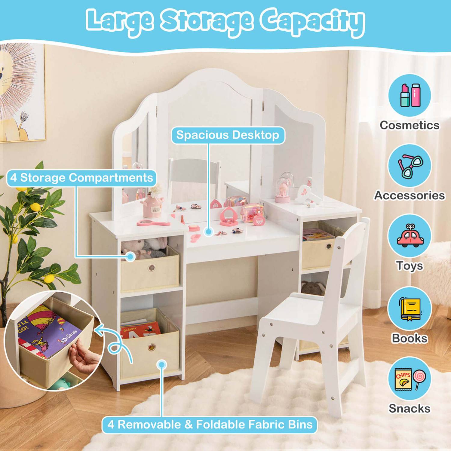 Costway HCST01597 Bedroom-Vanities - View #5