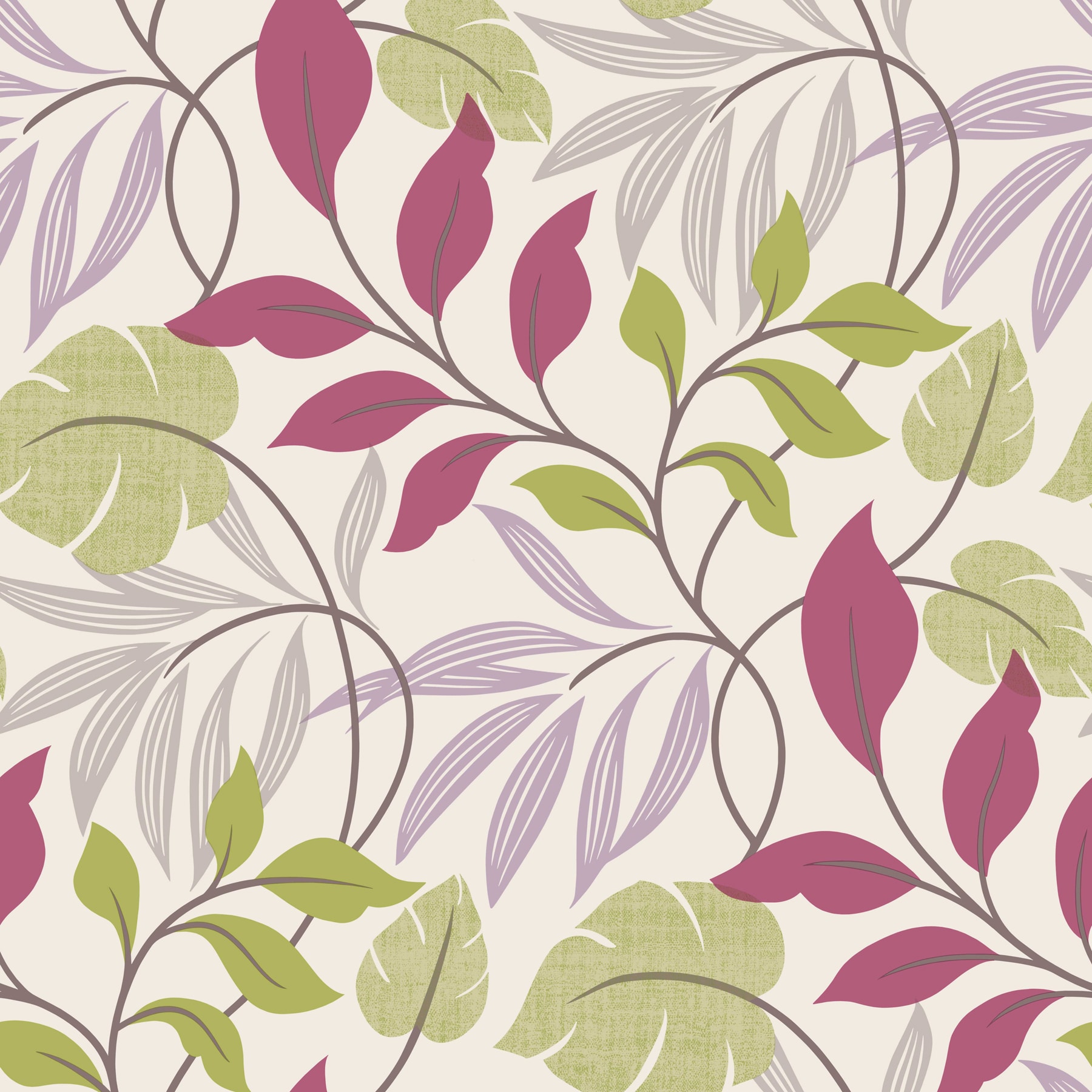 Beacon House 2535-20630 Simple Space 2 56.4-Sq. Feet White/Purple Non-woven Ivy/Vines Unpasted Wallpaper