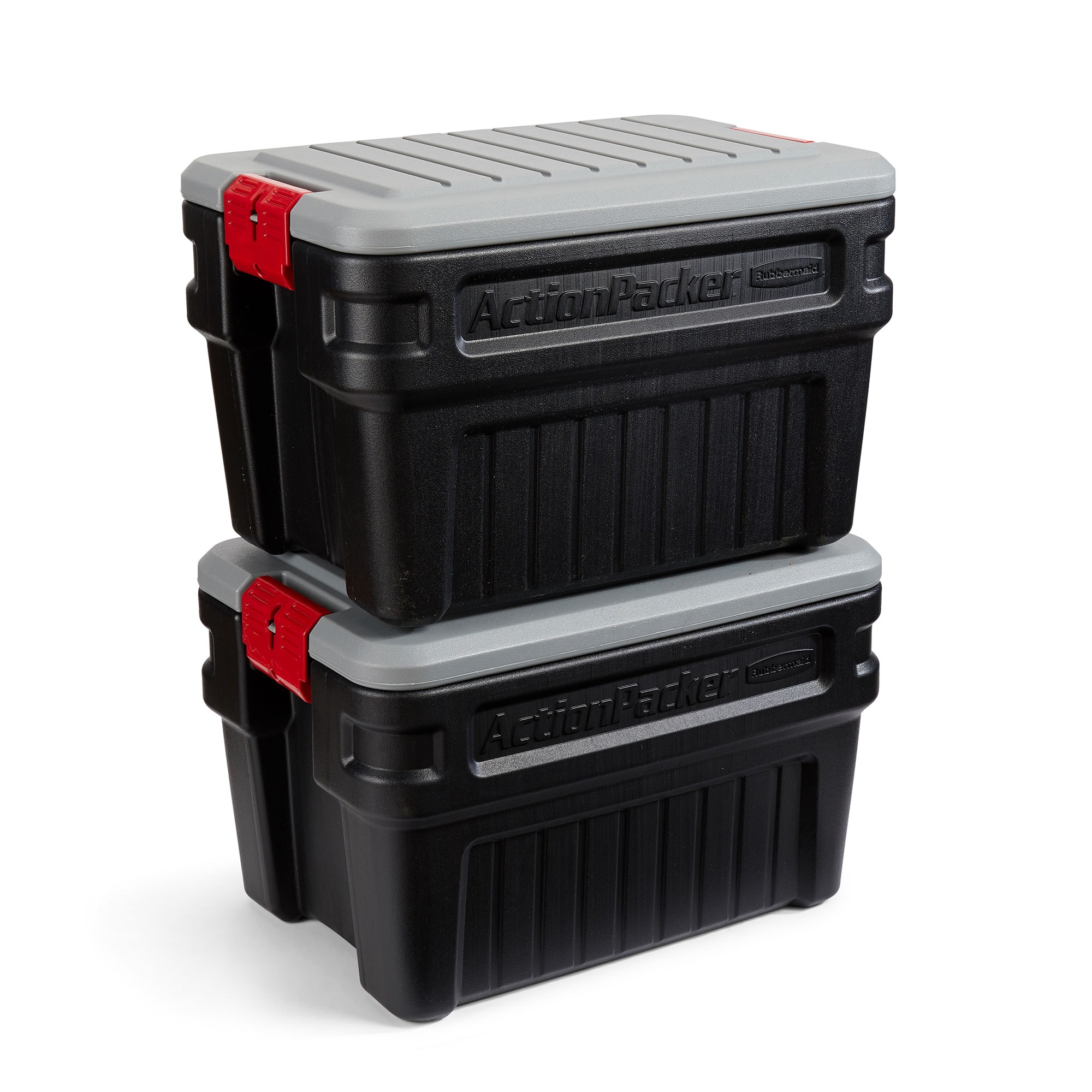 Rubbermaid 2-Pack Large 24-Gallons Black Weatherproof Heavy Duty Tote with  Latching Lid