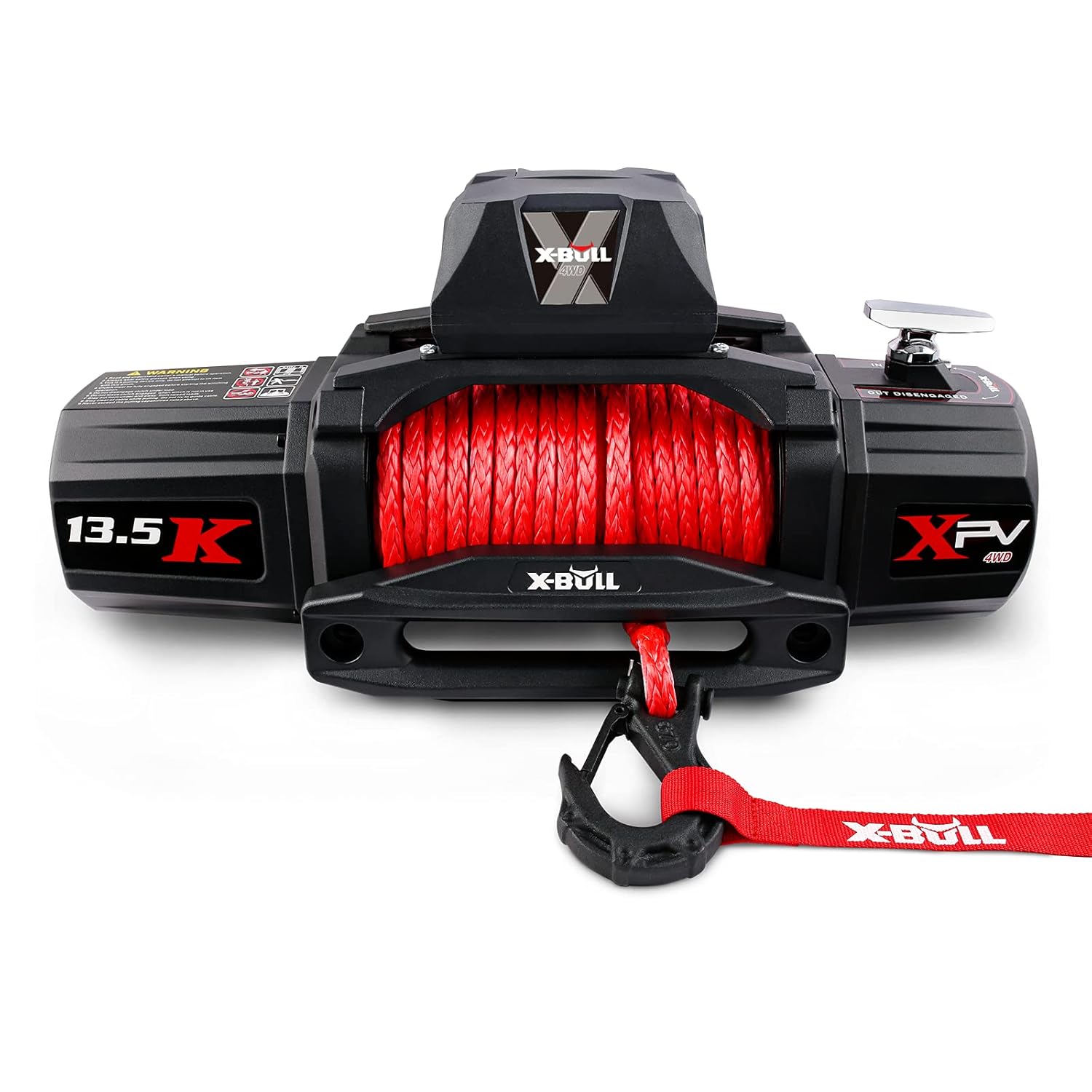 X-BULL 13500 lb Electric Winch Kit 12V with Synthetic Rope IP67 Waterproof Wireless Remote and Corded Control 4.5kW 6HP Series Wound Motor 265:1 Gear Ratio Hawse Fairlead Included