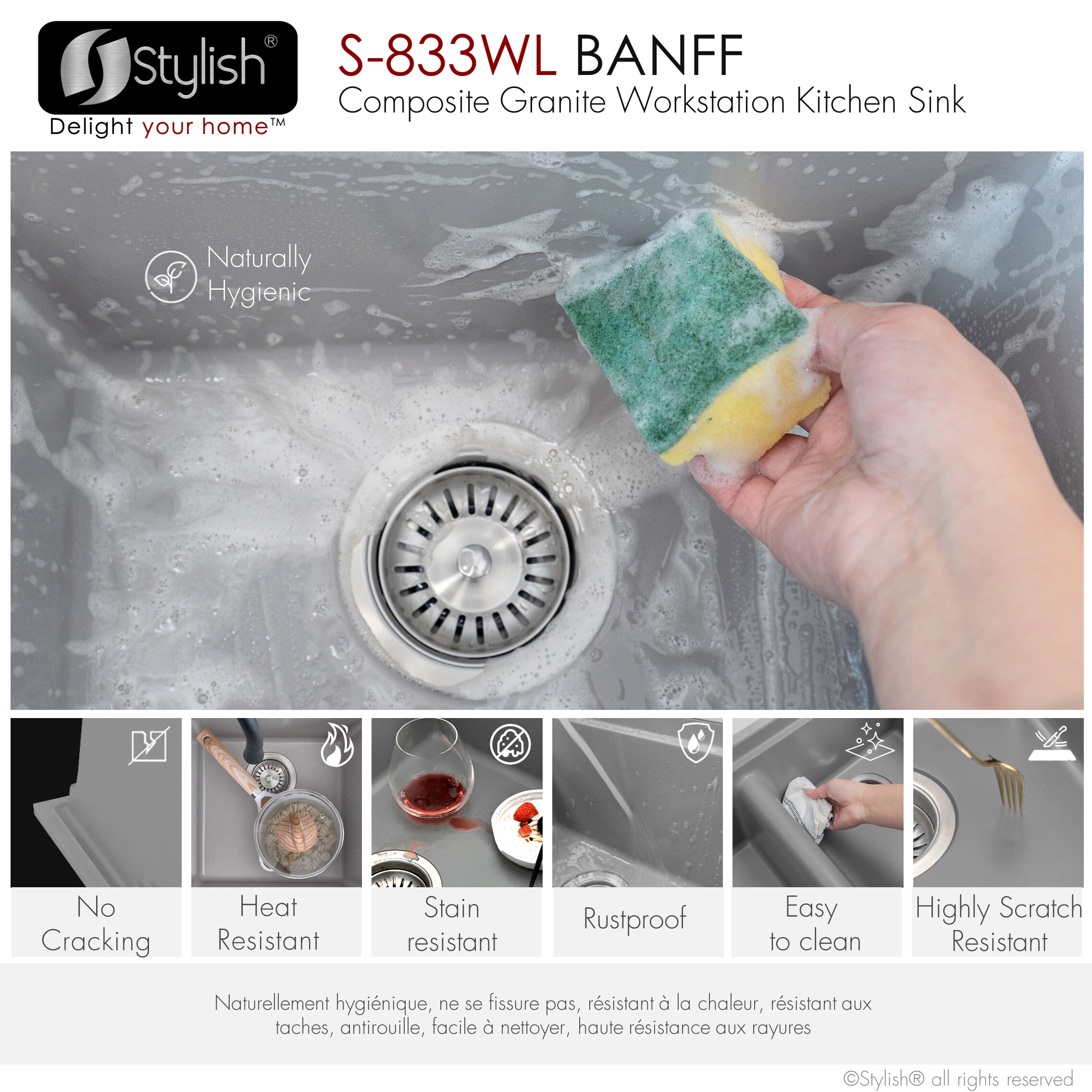 Stylish S-833WL1 Kitchen-Sinks - View #12