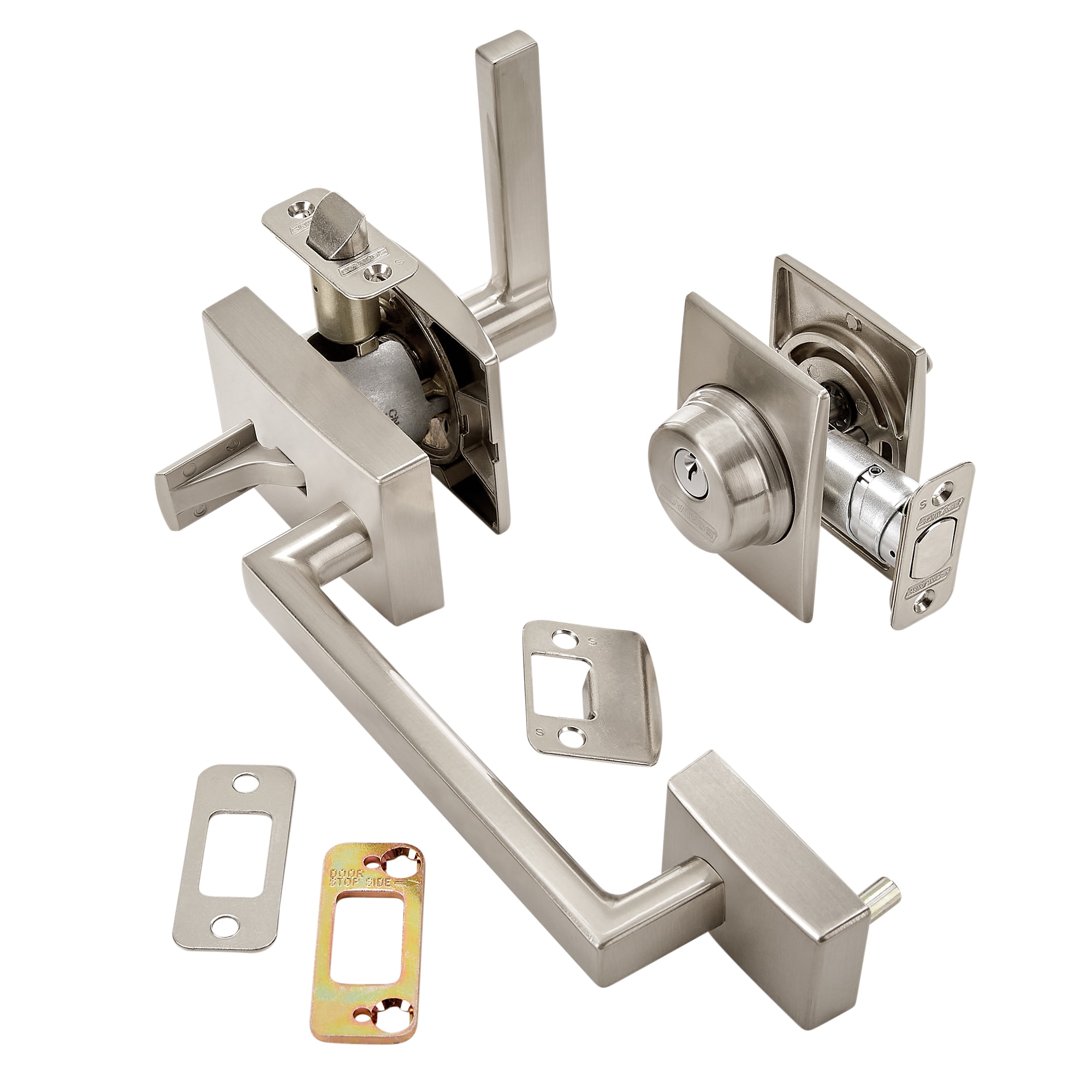 Schlage Century Satin Nickel Single Deadbolt Keyed Entry Door Handleset ...